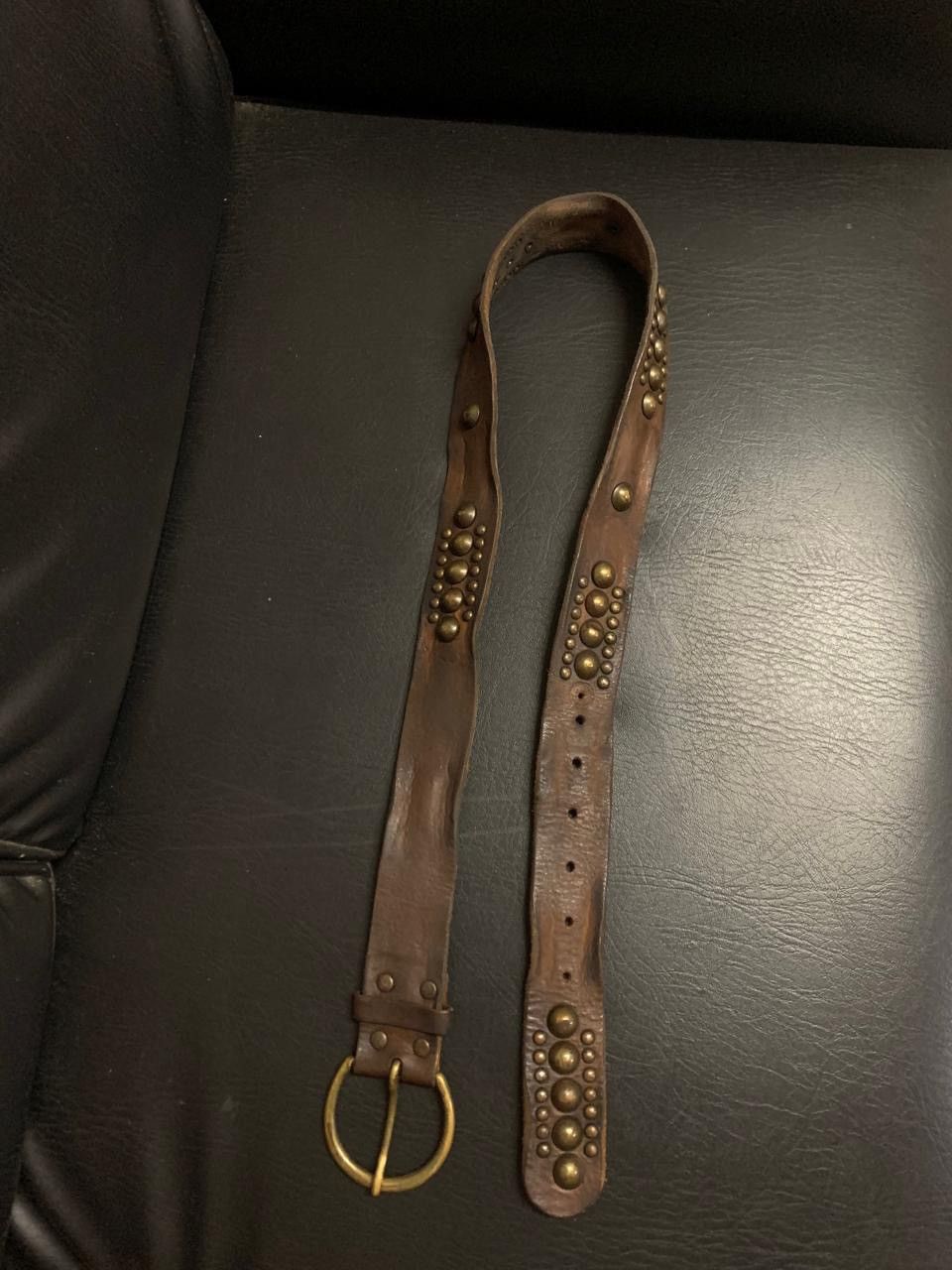 If Six Was Nine × Japanese Brand × Le Grande Bleu (L.G.B.) Brown leather big studded belt Size ONE SIZE - 1 Thumbnail