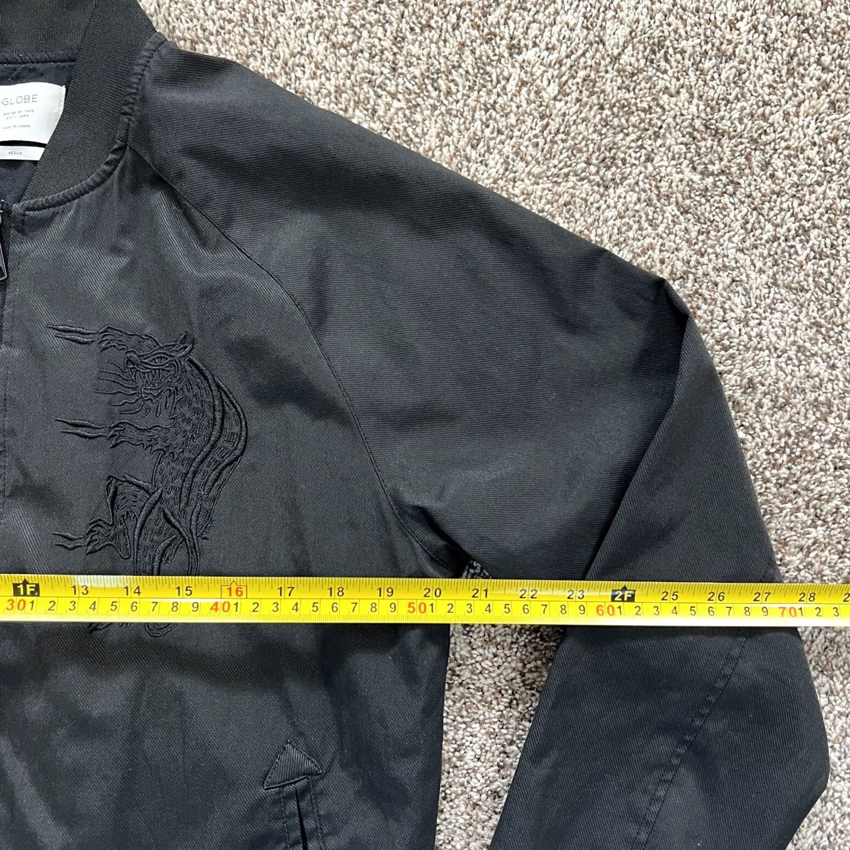 Globe Globe Skateboarding Embroidered Black Bomber Jacket Patches Size Medium Mens Jacket Size US M / EU 48-50 / 2 - 3 Thumbnail