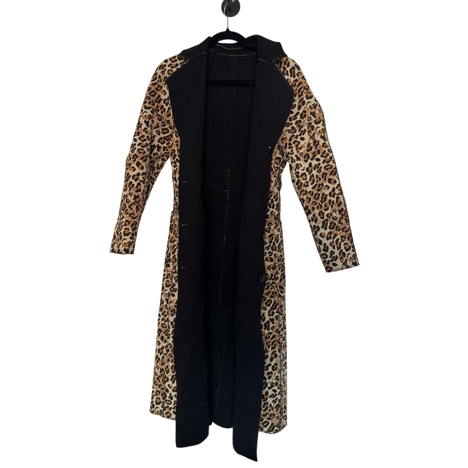 St. John St. John Black/Leopard Print Drop Shoulder Reversible Coat Size S / US 4 / IT 40 - 5 Thumbnail