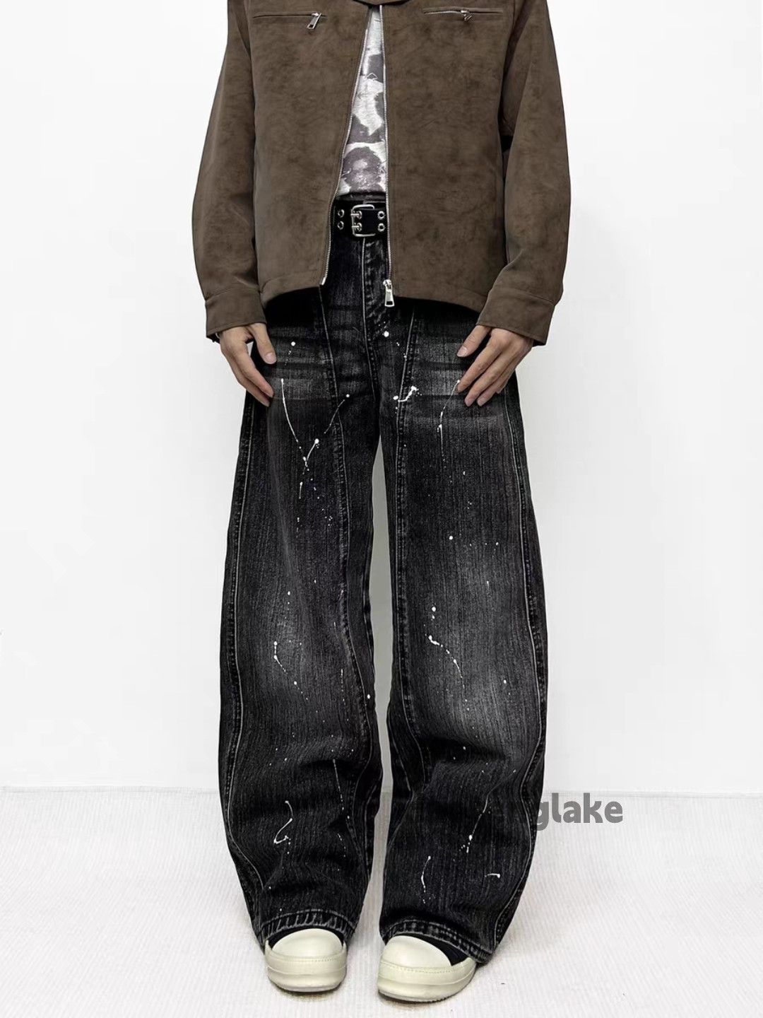 Jean Custom washed faded loose baggy skate hiphop paint jeans Size US 28 / EU 44 - 4 Thumbnail