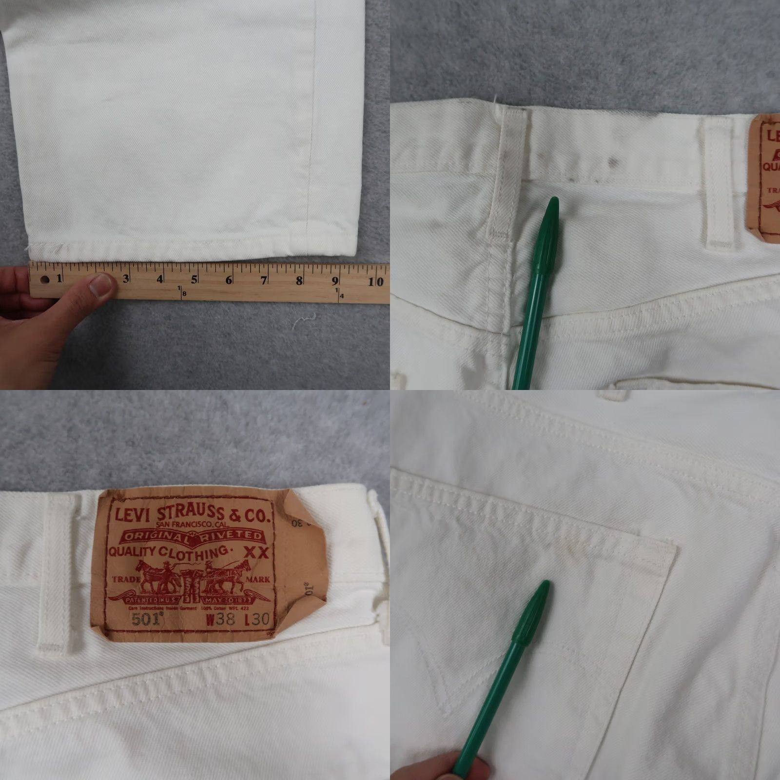 Levi's VINTAGE Levi's 501 Jeans White Mens Straight Denim 38x30 5-Pocket USA 2000s Regular Fit 501 Series Size US 38 / EU 54 - 9 Thumbnail