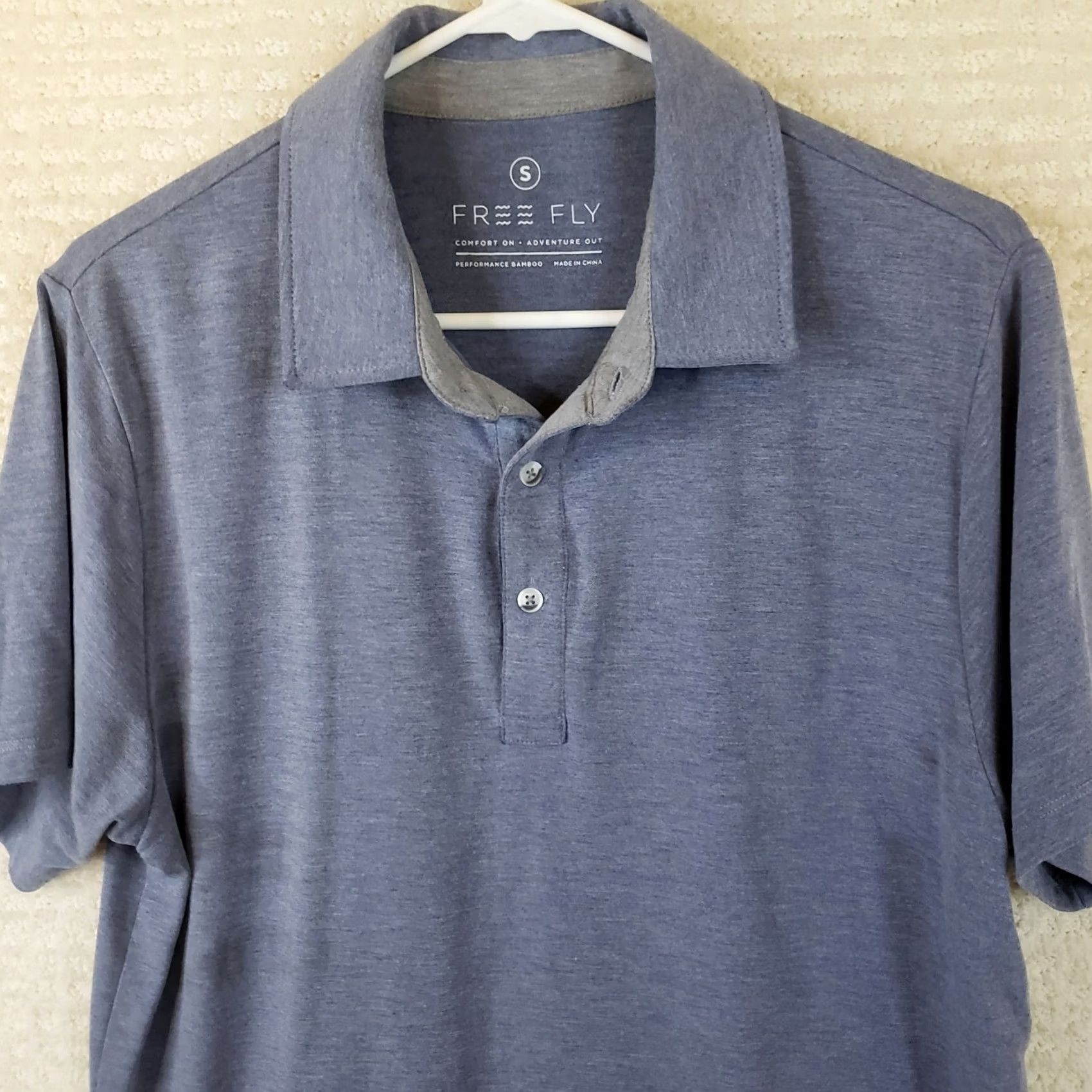 Vintage Free Fly Polo Shirt Mens Small Blue Bamboo Flex Performance Lightweight Stretch Polo Shirt Mens Small Blue Size US S / EU 44-46 / 1 - 2 Thumbnail