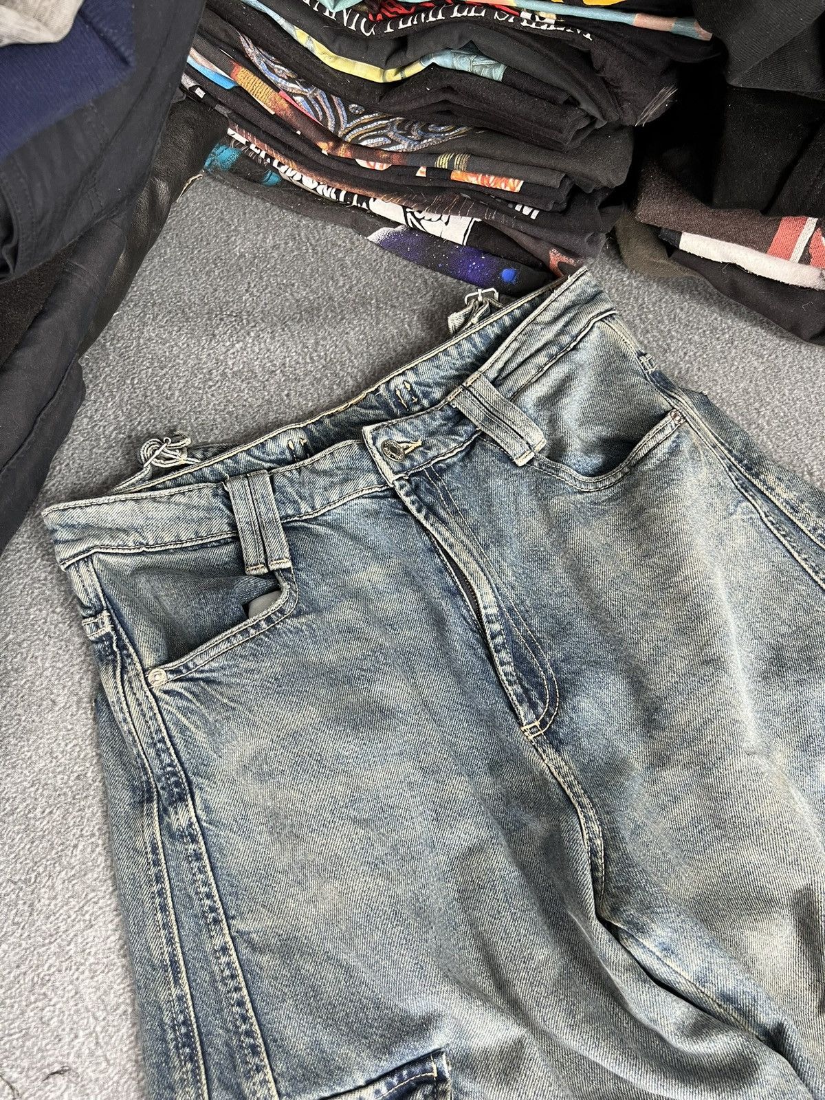 Japanese Brand Vintage Y2K Baggy Light Wash Skater Cargo Denim Jeans! Size 30" / US 8 / IT 44 - 4 Thumbnail