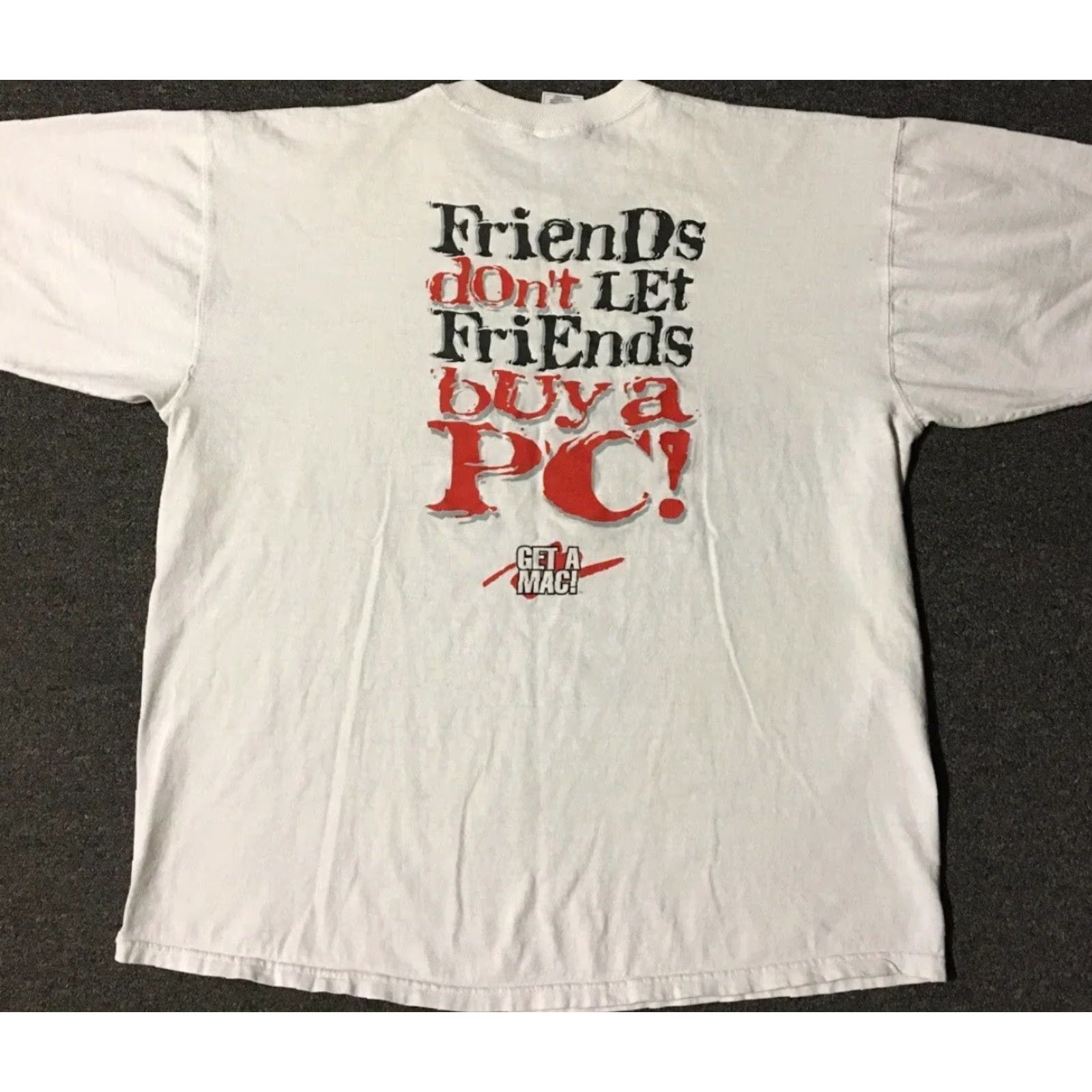 Vintage Vtg Mac Friends Don’t Let Friends Buy A PC Promo Shirt XL White Shirt Mens XL MacBook Humor 80s 90s Grunge Rock Tech Computer Joke Size US XL / EU 56 / 4 - 2 Thumbnail