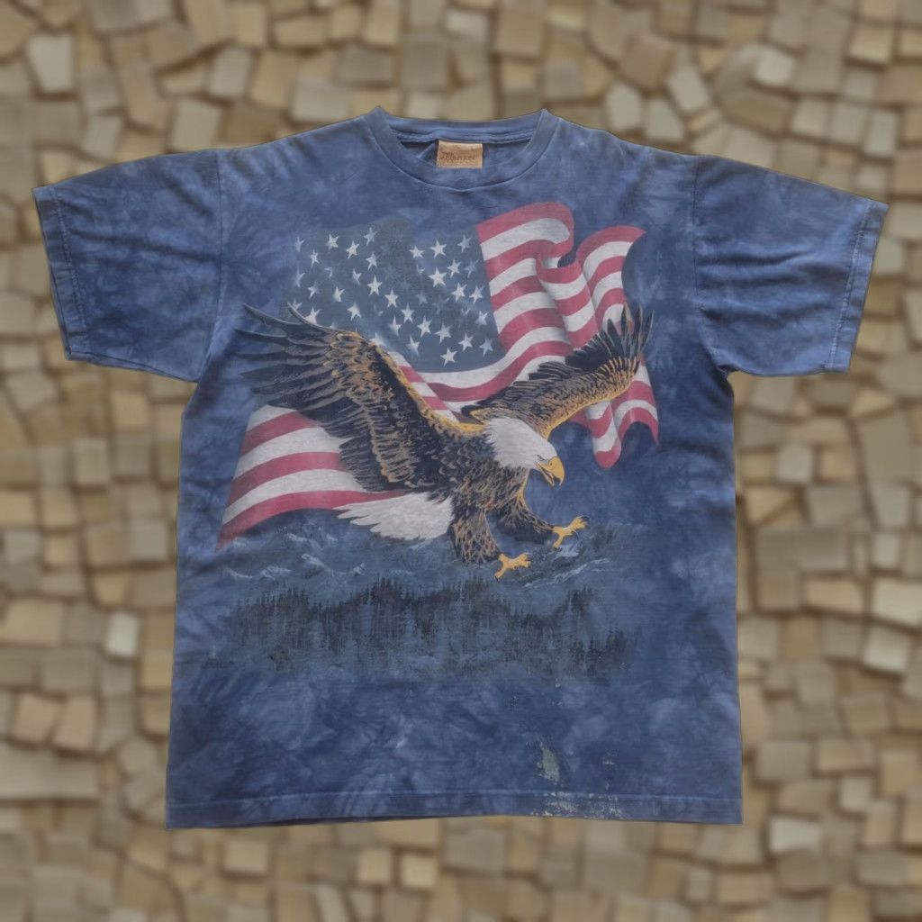 The Mountain VINTAGE The Mountain VTG 90s RETRO EAGLE AMERICAN USA FLAG TIE DYE AOP BLUE T SHIRT XL Mens Size US XL / EU 56 / 4 - 1 Thumbnail