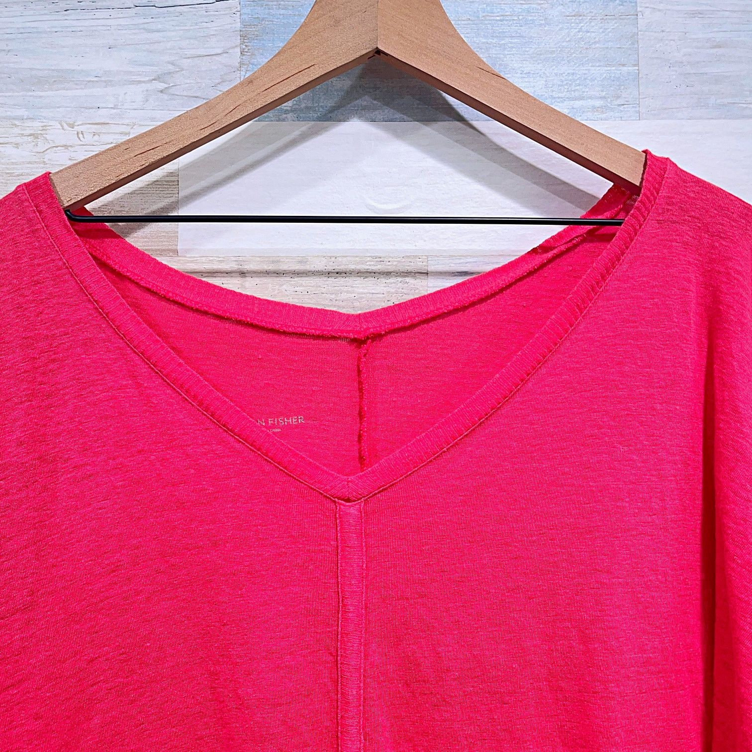 Eileen Fisher Eileen Fisher Linen V Neck Dolman Sleeve Top Pink Relaxed L Size L / US 10 / IT 46 - 2 Thumbnail
