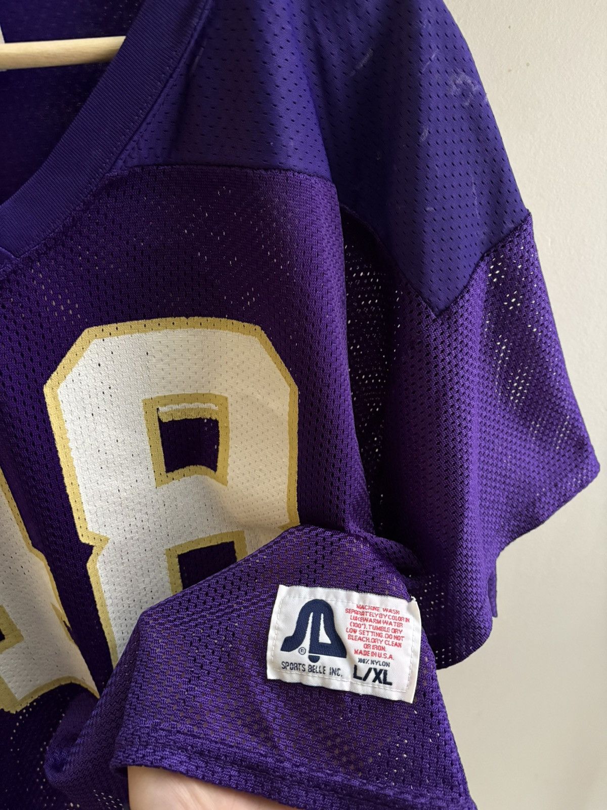 Vintage Sports Belle VTG 90s purple mesh NO. 48 football jersey L/XL Size US L / EU 52-54 / 3 - 3 Thumbnail