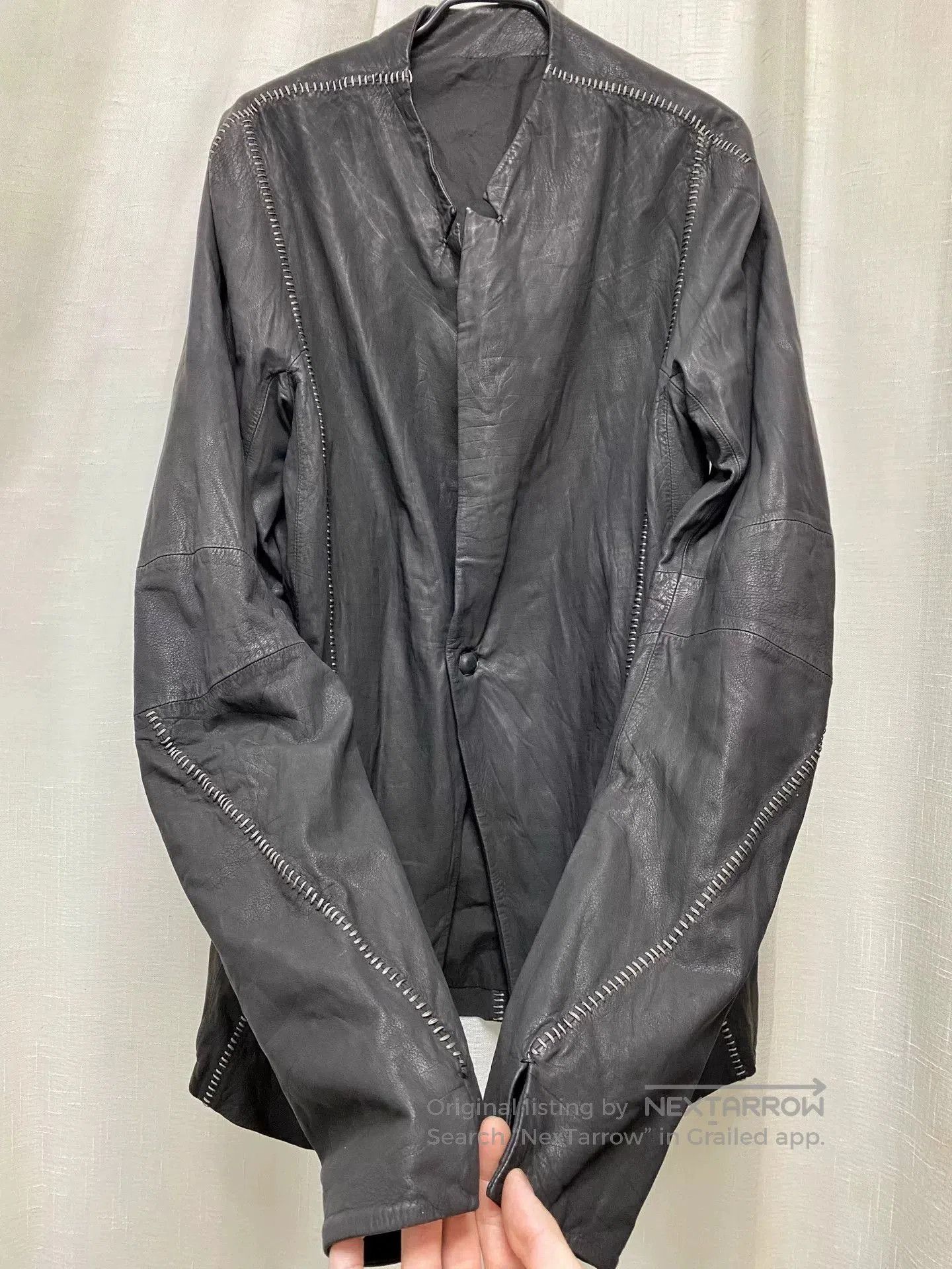 Other Dark Distressed Sheepskin Overlock Stitch Jacket. Size US M / EU 48-50 / 2 - 2 Thumbnail