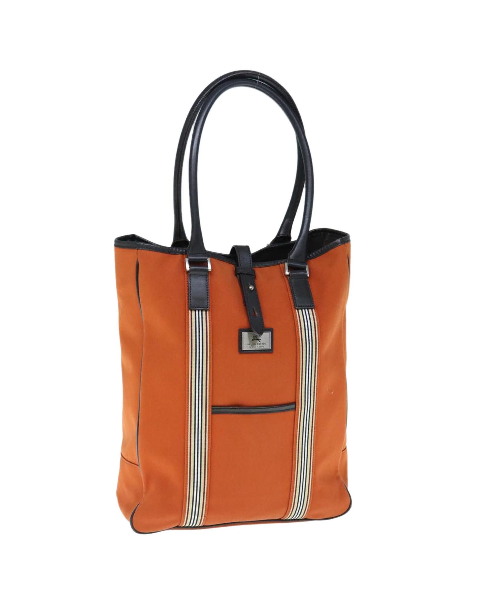 image of Burberry Canvas Shoulder Bag With Orange Accents, Women's