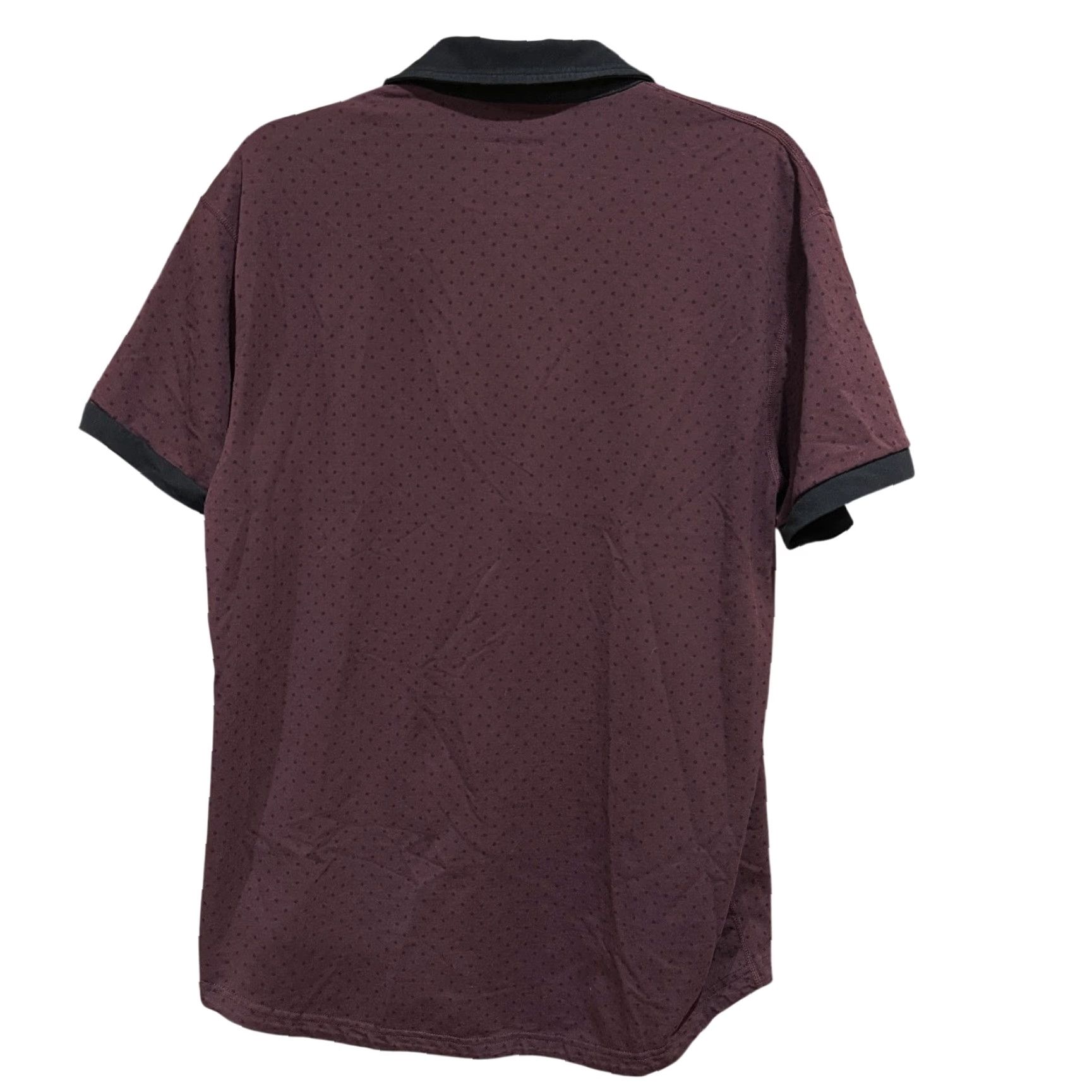 Vintage BYLT Polo Shirt Men L Burgundy Black Polka Dot Button Short Sleeve Casual Golf Breathable Lightweight Performance Shirt Size US L / EU 52-54 / 3 - 4 Thumbnail