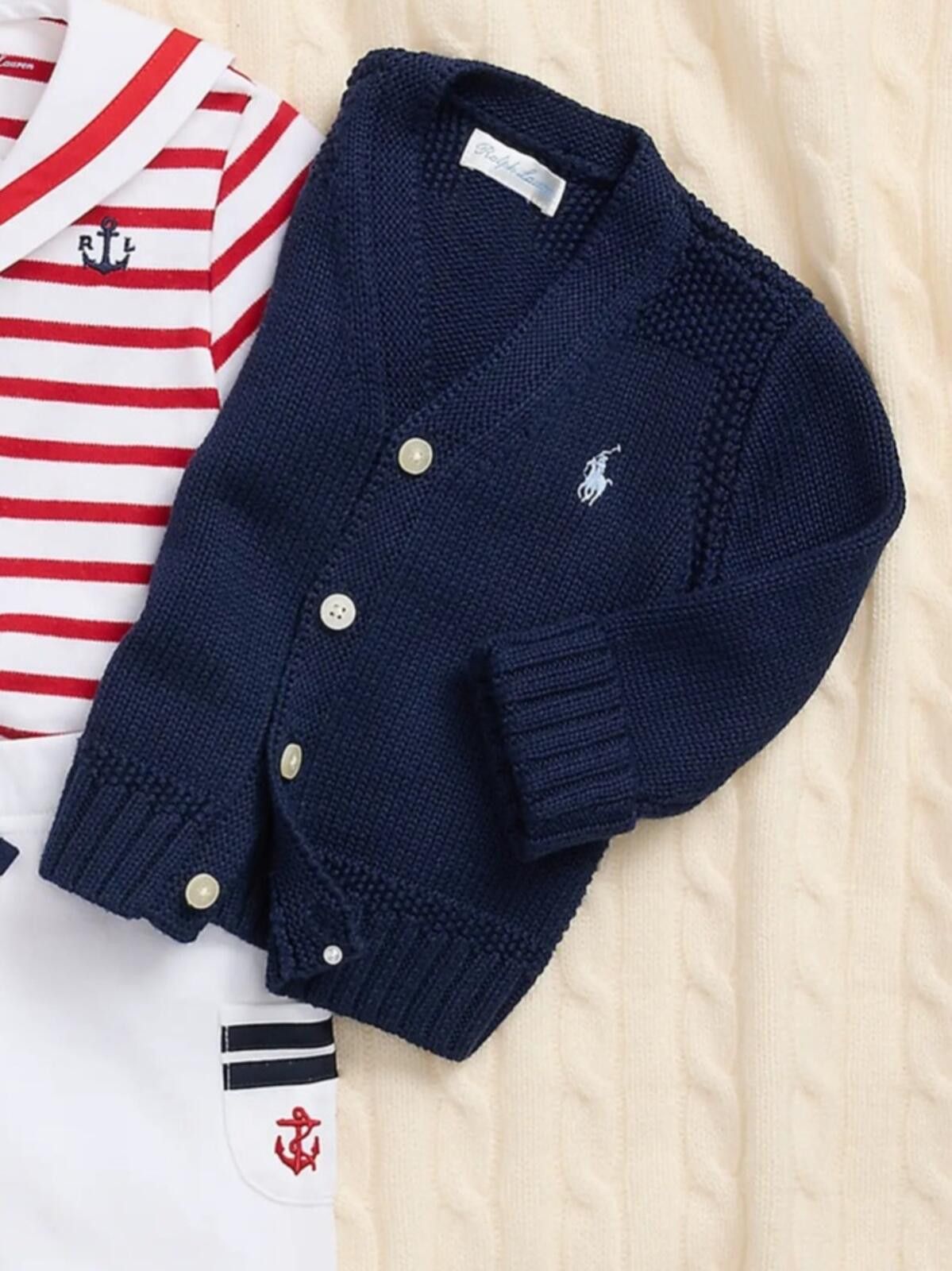 Polo Ralph Lauren Ralph Lauren / Cotton Knit Cardigan Sweater / Navy / 24M Size US XXS / EU 40 - 10 Thumbnail
