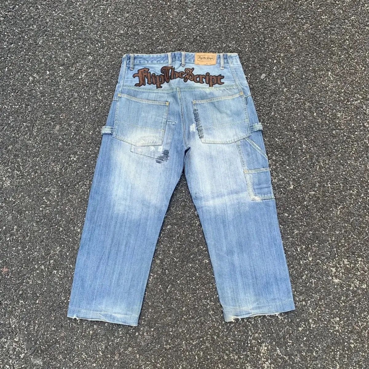 Japanese Brand Vintage Flip The Script Denim Baggy Hip Hop Jeans Pants Size US 35 - 12 Thumbnail