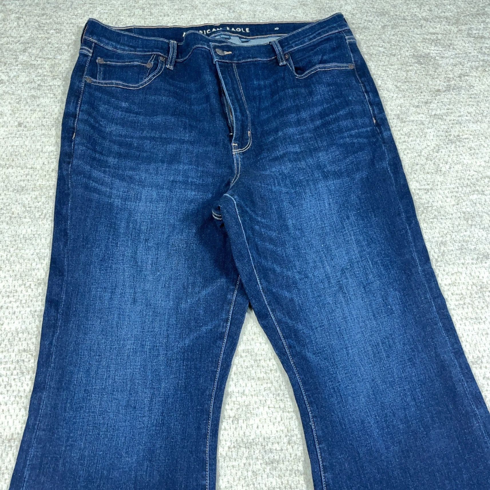 American Eagle Outfitters American Eagle Jeans Women 108 Super High Hi Rise Flare Dark Wash Faded Stretch Size 40" / US 18 - 5 Thumbnail