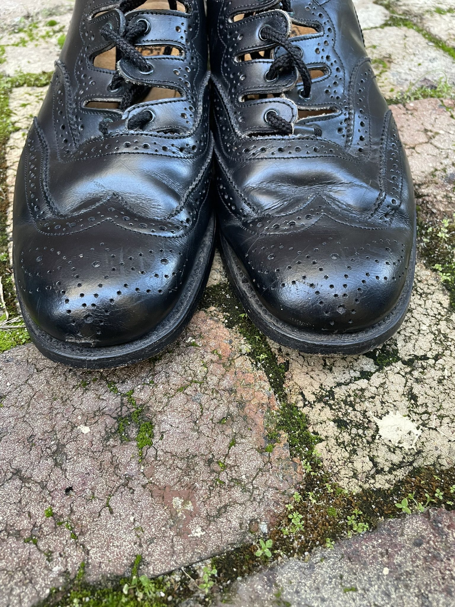 Other Vintage 70s 80s black Leather shoes brogues tabis UK 8.5 Size US 9.5 / EU 42-43 - 3 Thumbnail