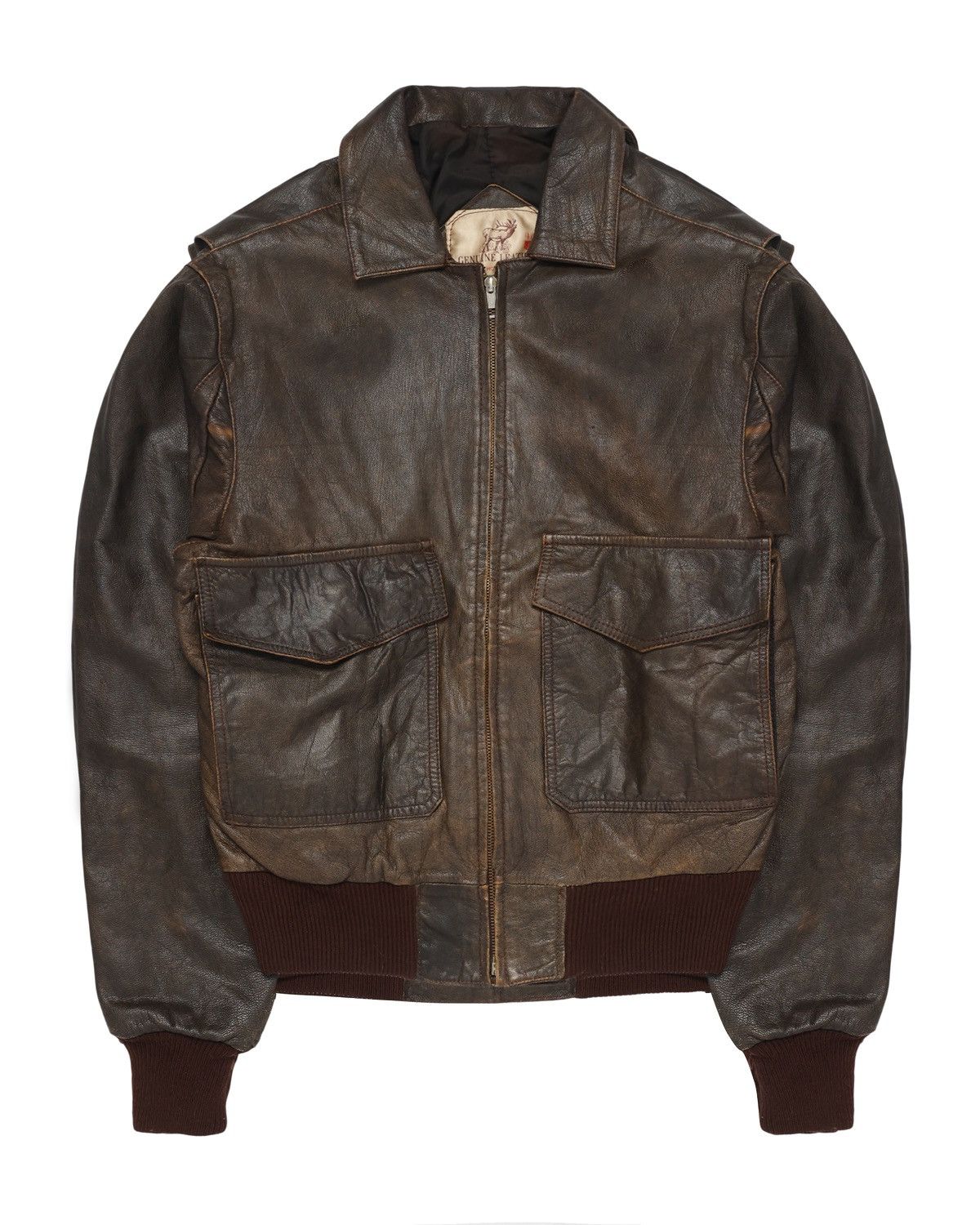 Vintage Genuine Leather A-2 Style Jacket – Distressed Browne Size US M / EU 48-50 / 2 - 1 Thumbnail