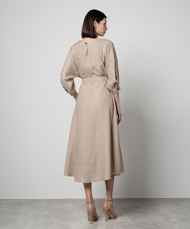 Loro Piana o1srvl11e0526 FAN6973 Mina Dress in Beige Size L / US 10 / IT 46 - 4 Thumbnail