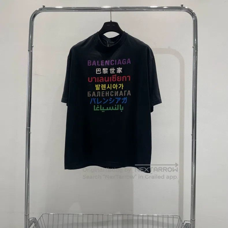 Balenciaga Balenciaga Black Printed Short Sleeve Size US L / EU 52-54 / 3 - 1 Thumbnail