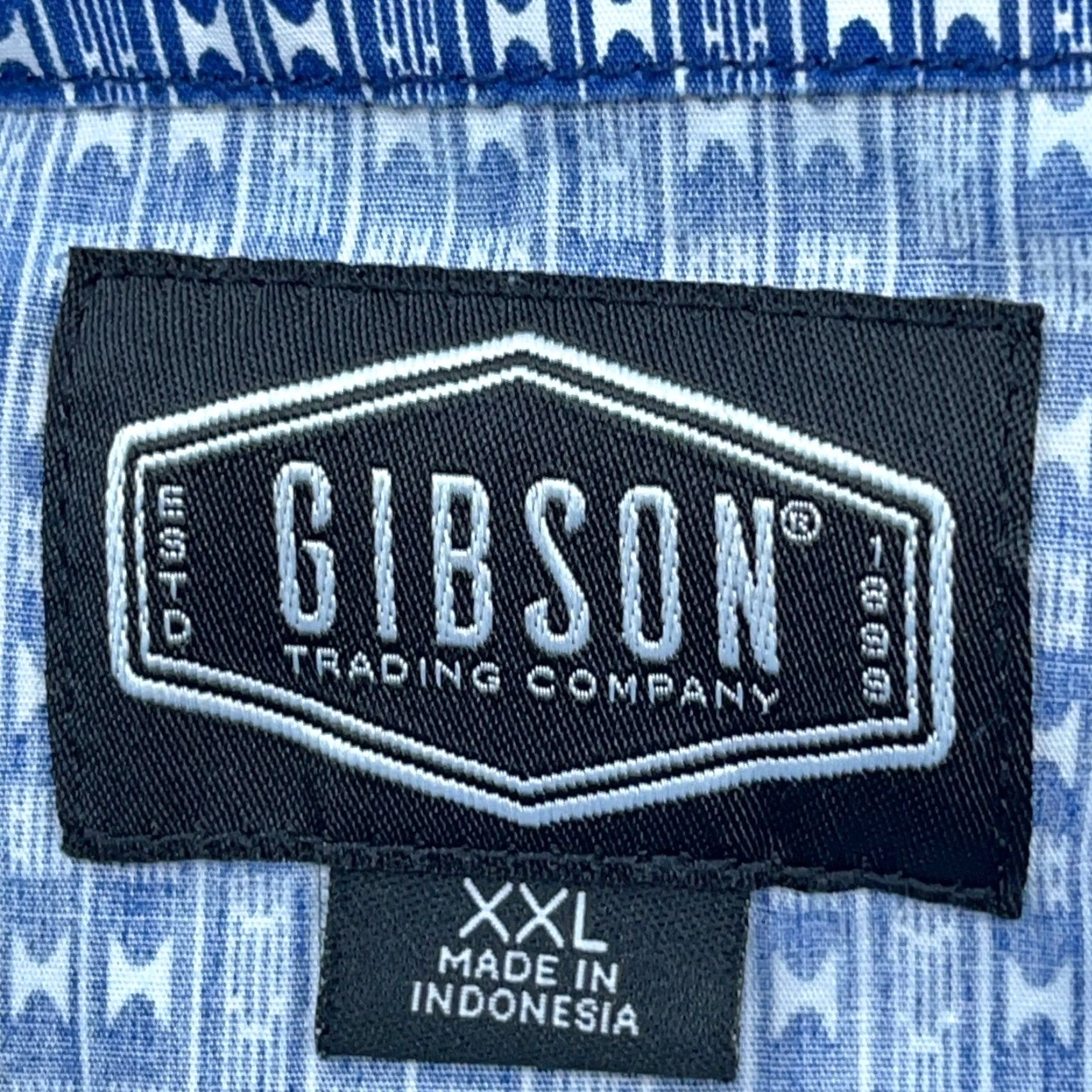 Vintage Gibson Shirt Men 2XL Blue Geometric Button-Up Western Cowboy Pearl Snap Casual Shirt Size US XXL / EU 58 / 5 - 3 Thumbnail