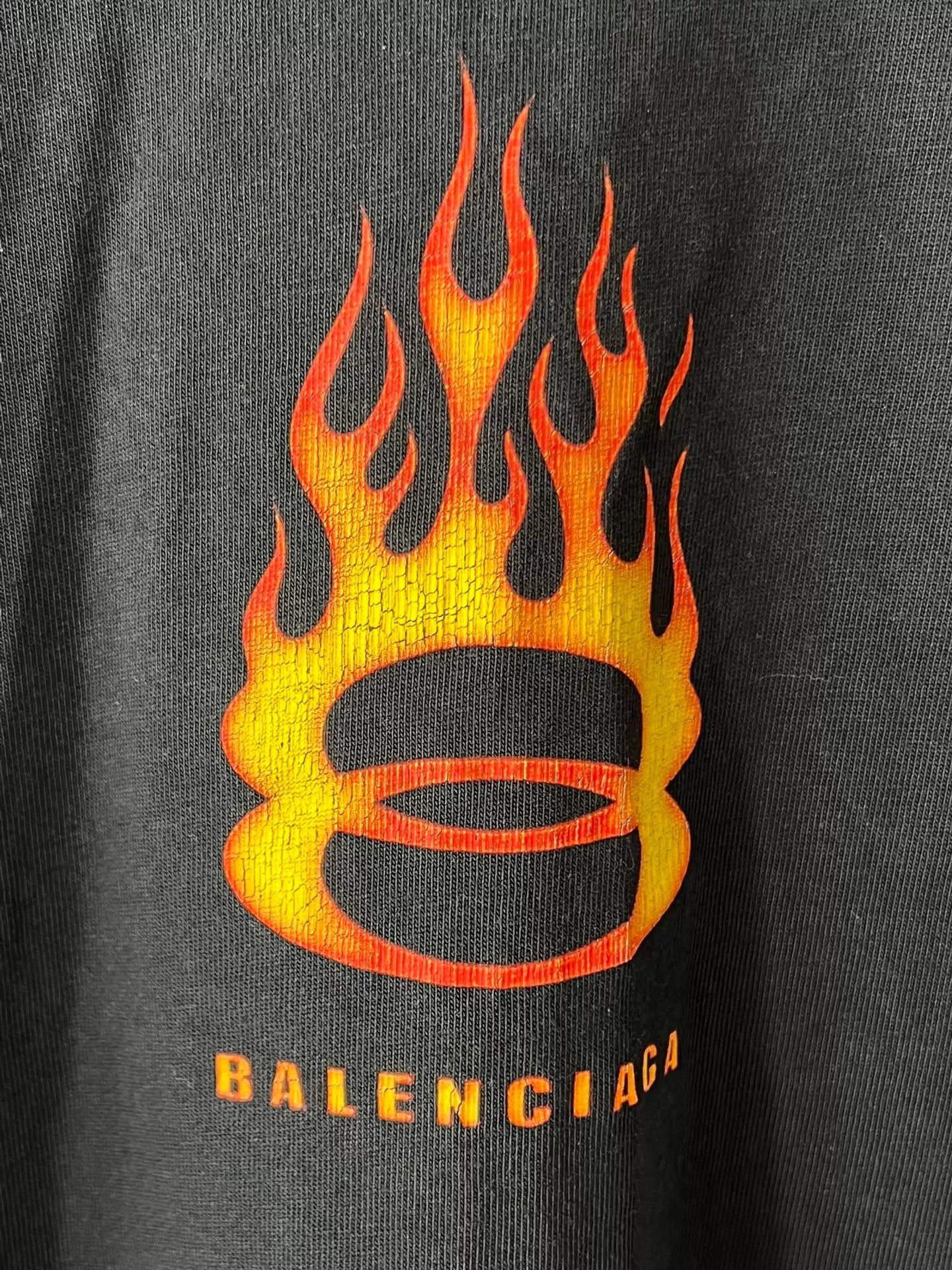 Balenciaga Balenciaga Flame Logo Unisex T-Shirt Size 5 Black Size US XXL / EU 58 / 5 - 4 Thumbnail