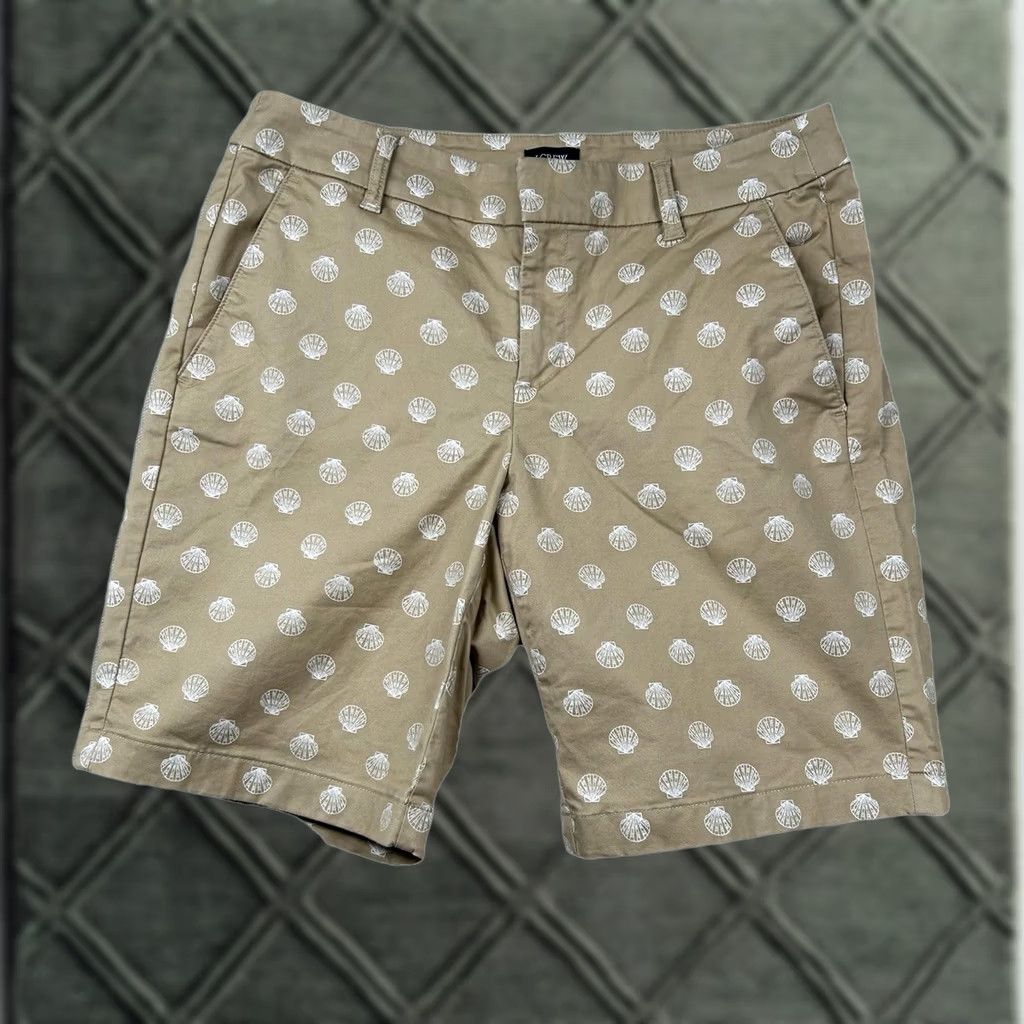 J.Crew VINTAGE J. Crew Shorts Womens Bermuda 6 Beige Shells Beachy Ocean Scallops Knit Canvas 9in Inseam Womens Size 28" / US 6 / IT 42 - 1 Thumbnail