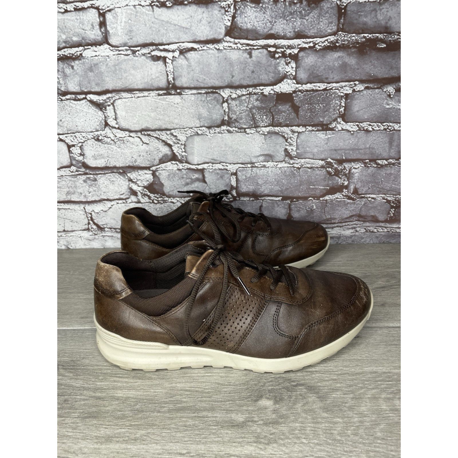 Ecco ECCO Danish Design Brown Leather Casual Low Top Sneakers Men Size US 10.5 / EU 43-44 - 15 Thumbnail