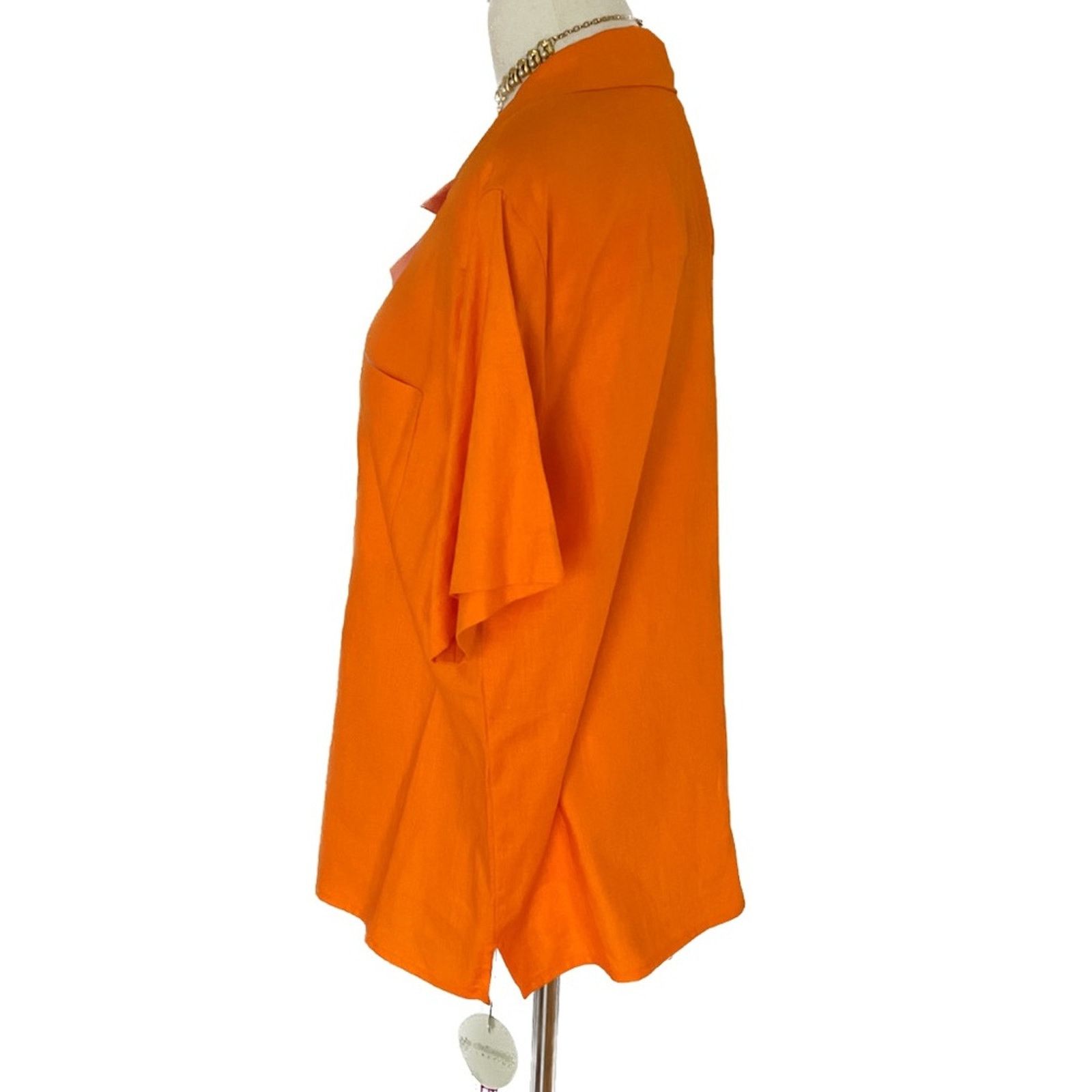 Vintage Vintage 90s 100% linen orange button-down blouse size 14 Size XL / US 12-14 / IT 48-50 - 5 Thumbnail