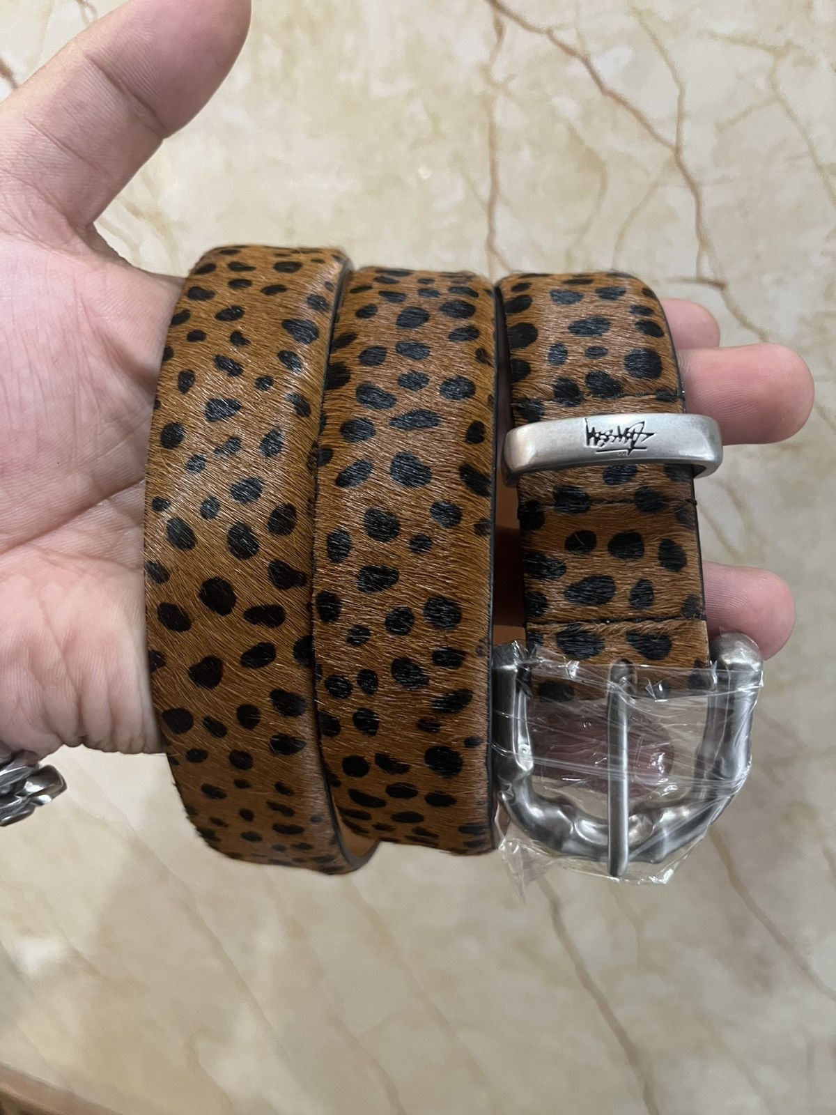 Stussy Stussy bamboo buckle belt leopard pattern | Grailed