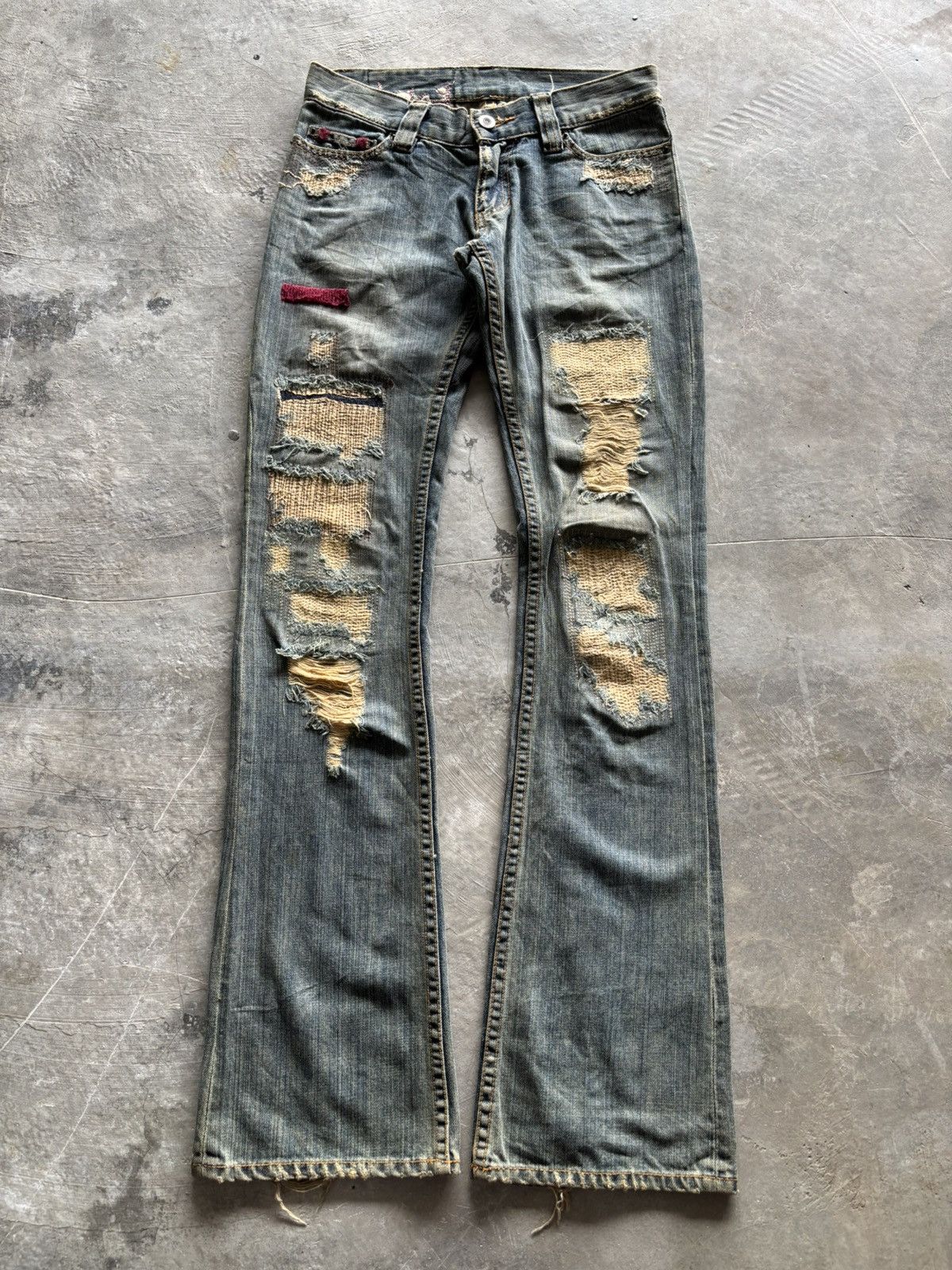 distressed flare Barak denim japanese sashiko kapital style