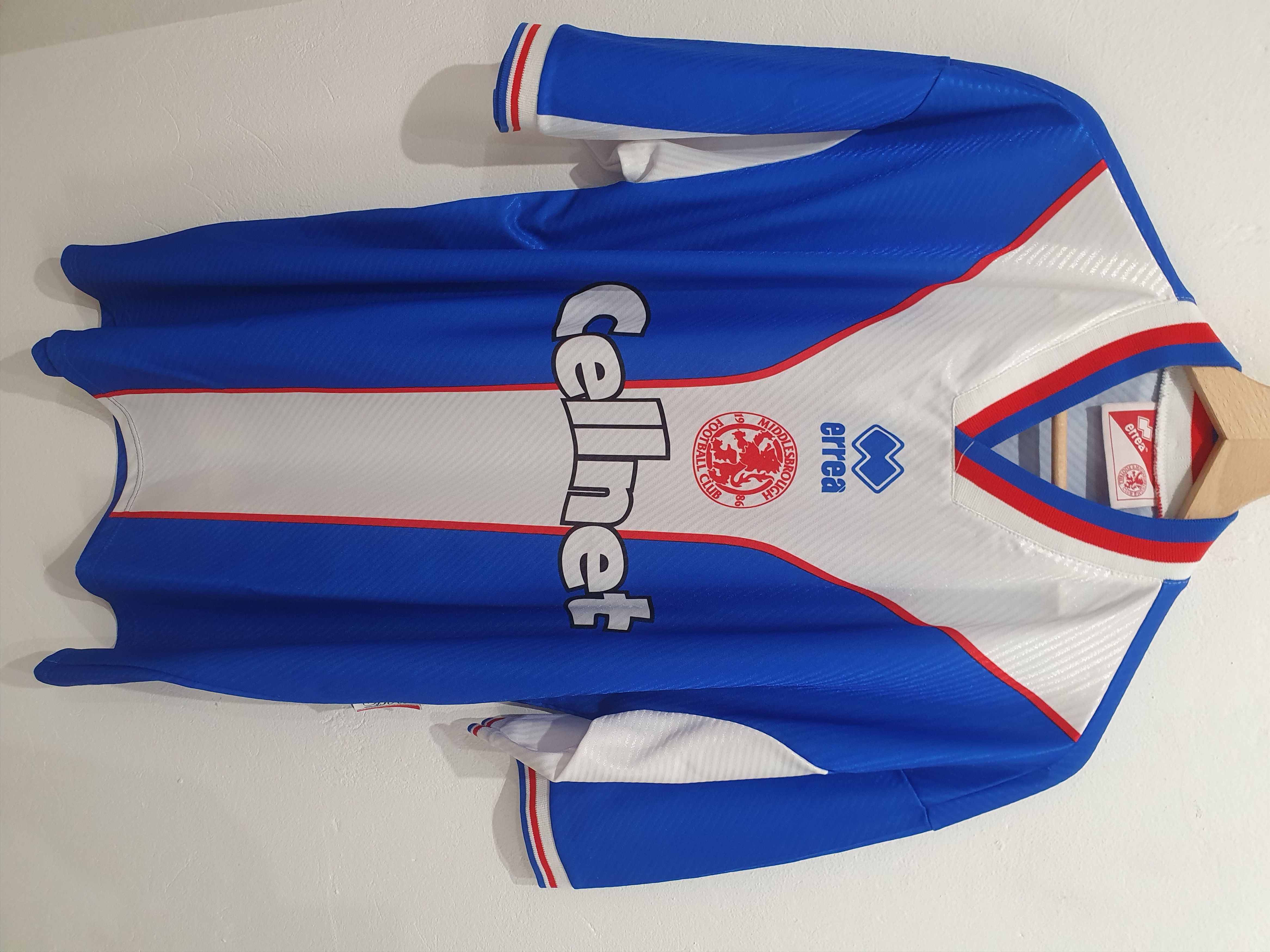 image of Errea Middlesbrough Fc 1997 1998 Size XL Xxl Shirt Jersey in Blue, Men's