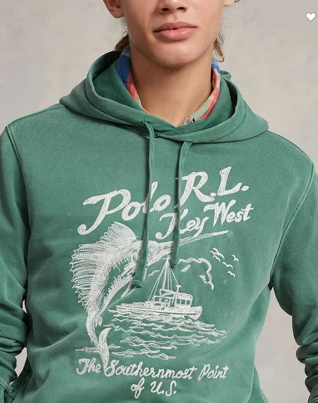 image of Polo Ralph Laurent Embroidered Graphic Fleece Hoodie, Men's (Size 2XL)