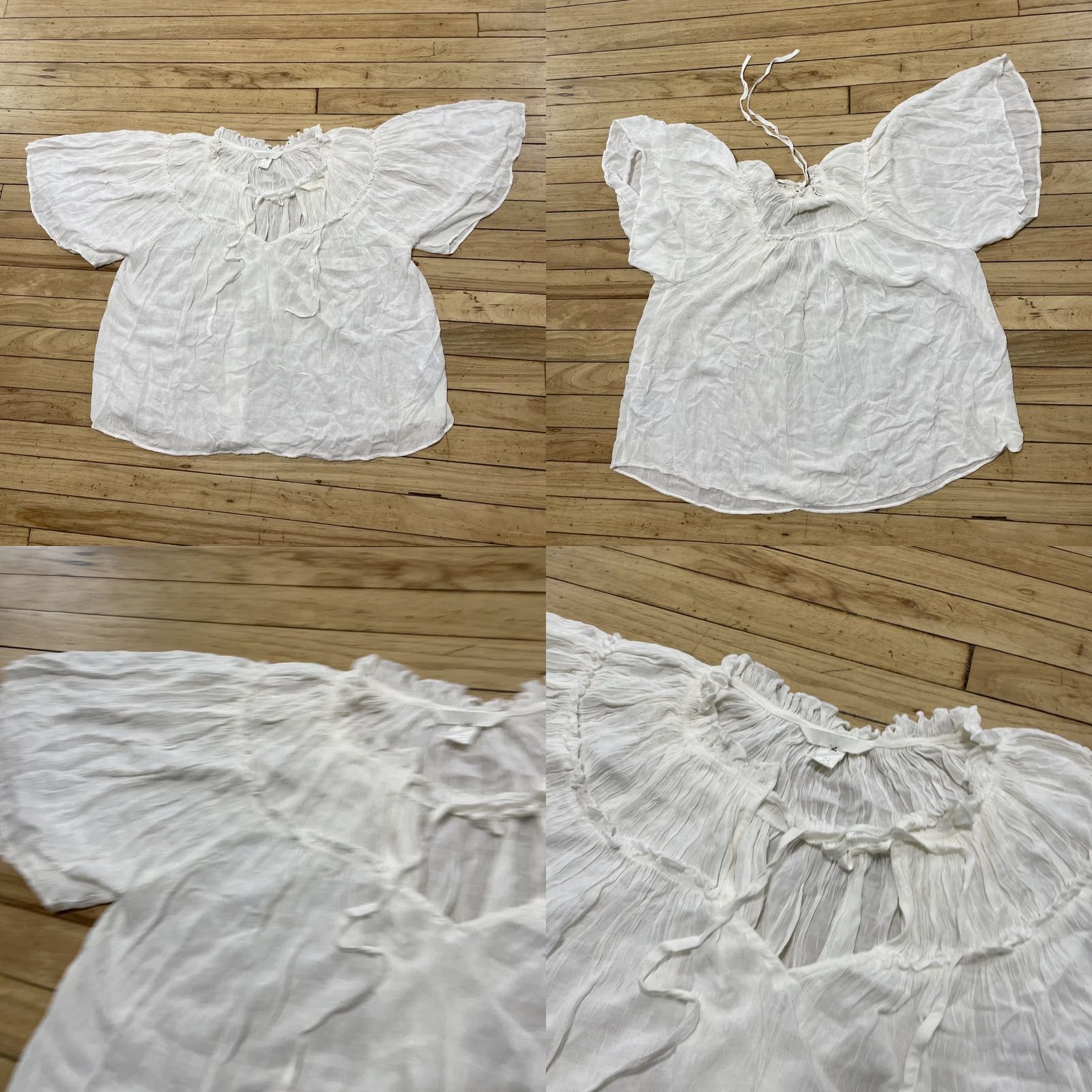 H&M H&M Top Women XS White Pirate Romantic Shirt Oversize Boho Frills Hippie Western Shirt Size XS / US 0-2 / IT 36-38 - 9 Thumbnail