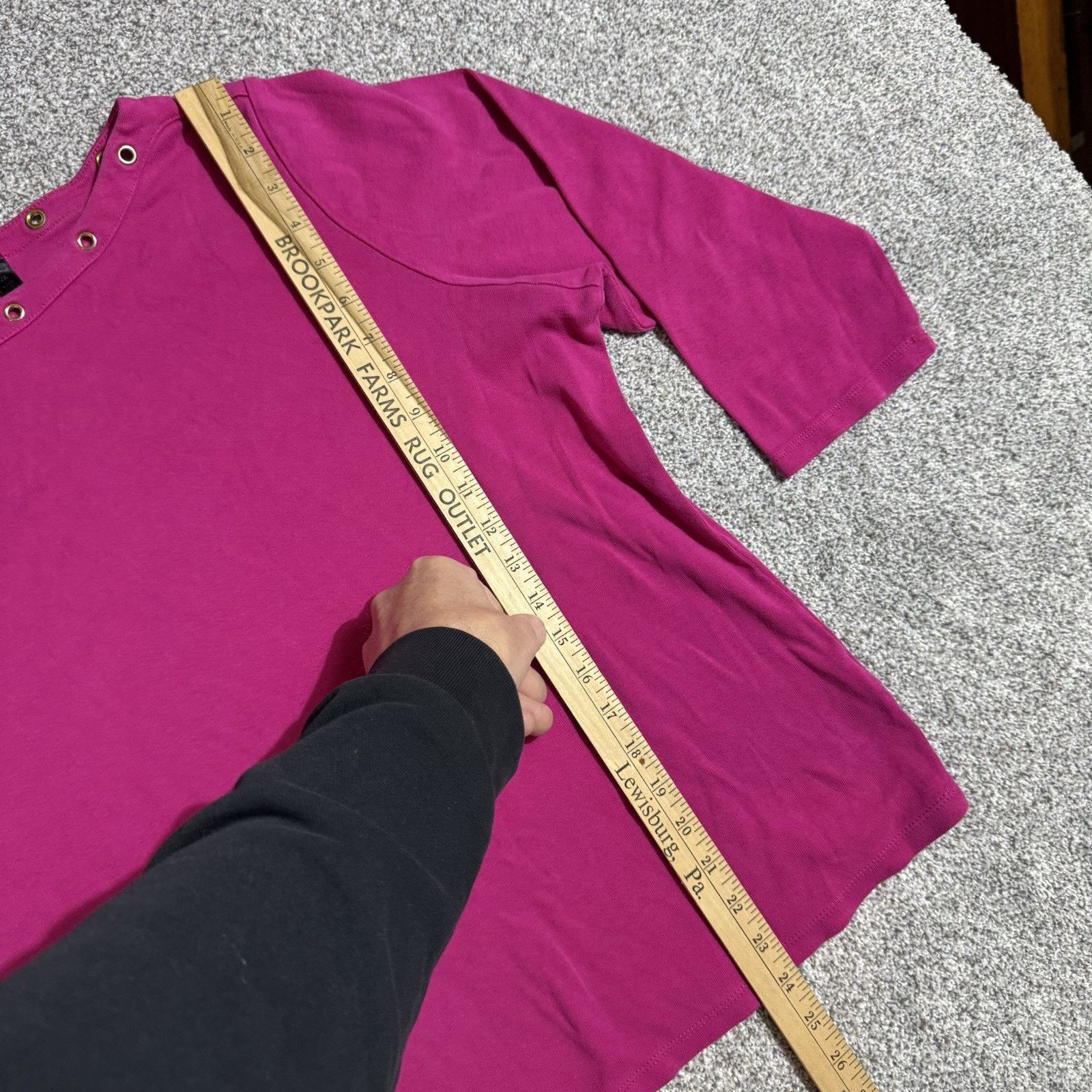 Other Rafaella Top Womens 2X Plus Grommet Embellished Mod Hot Pink Size XXL / US 16-18 / IT 52-54 - 2 Thumbnail