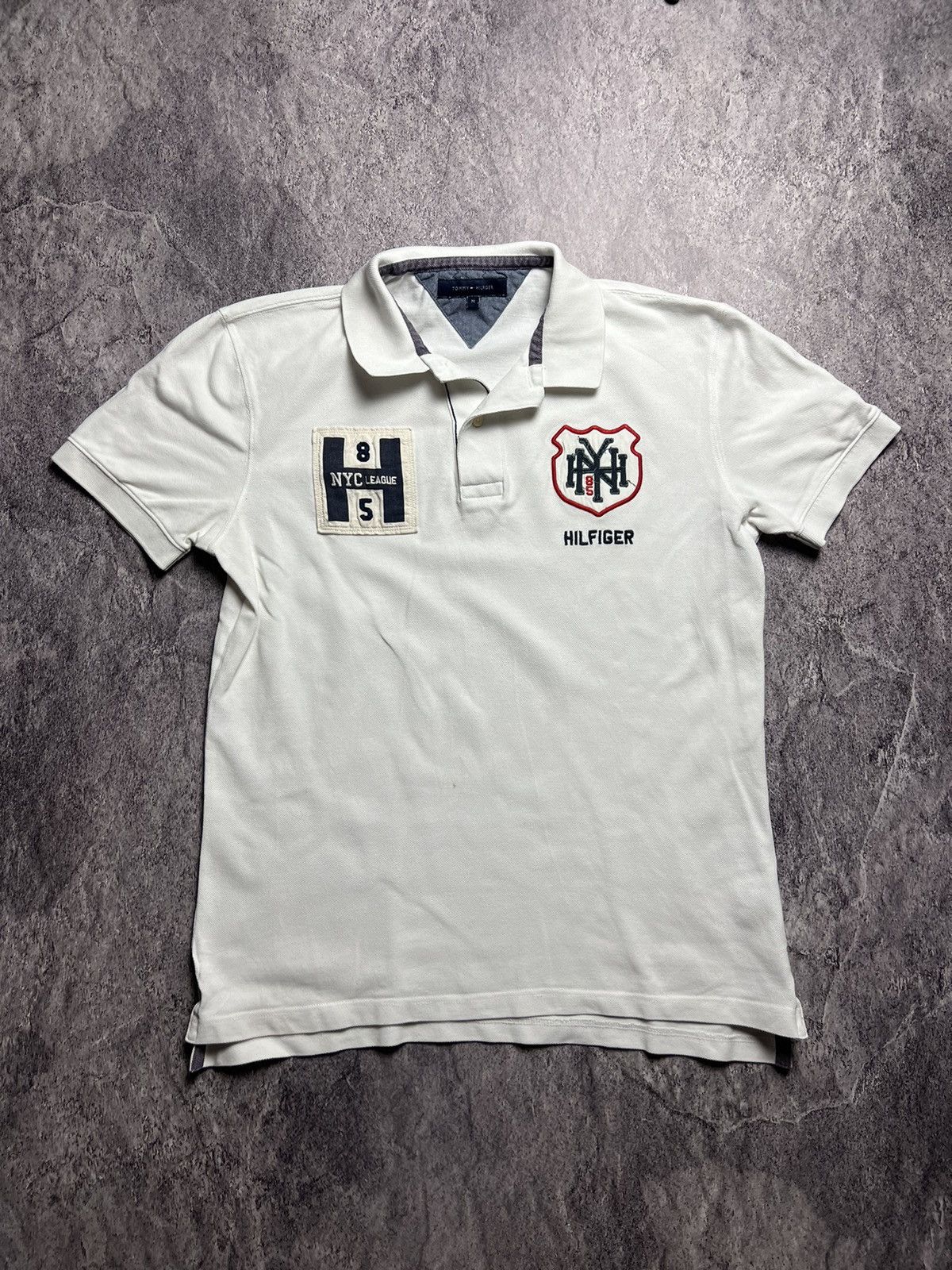 Pre-owned Tommy Hilfiger X Vintage Y2k Tommy Hilfiger New York League Rugby Polo Tee In White