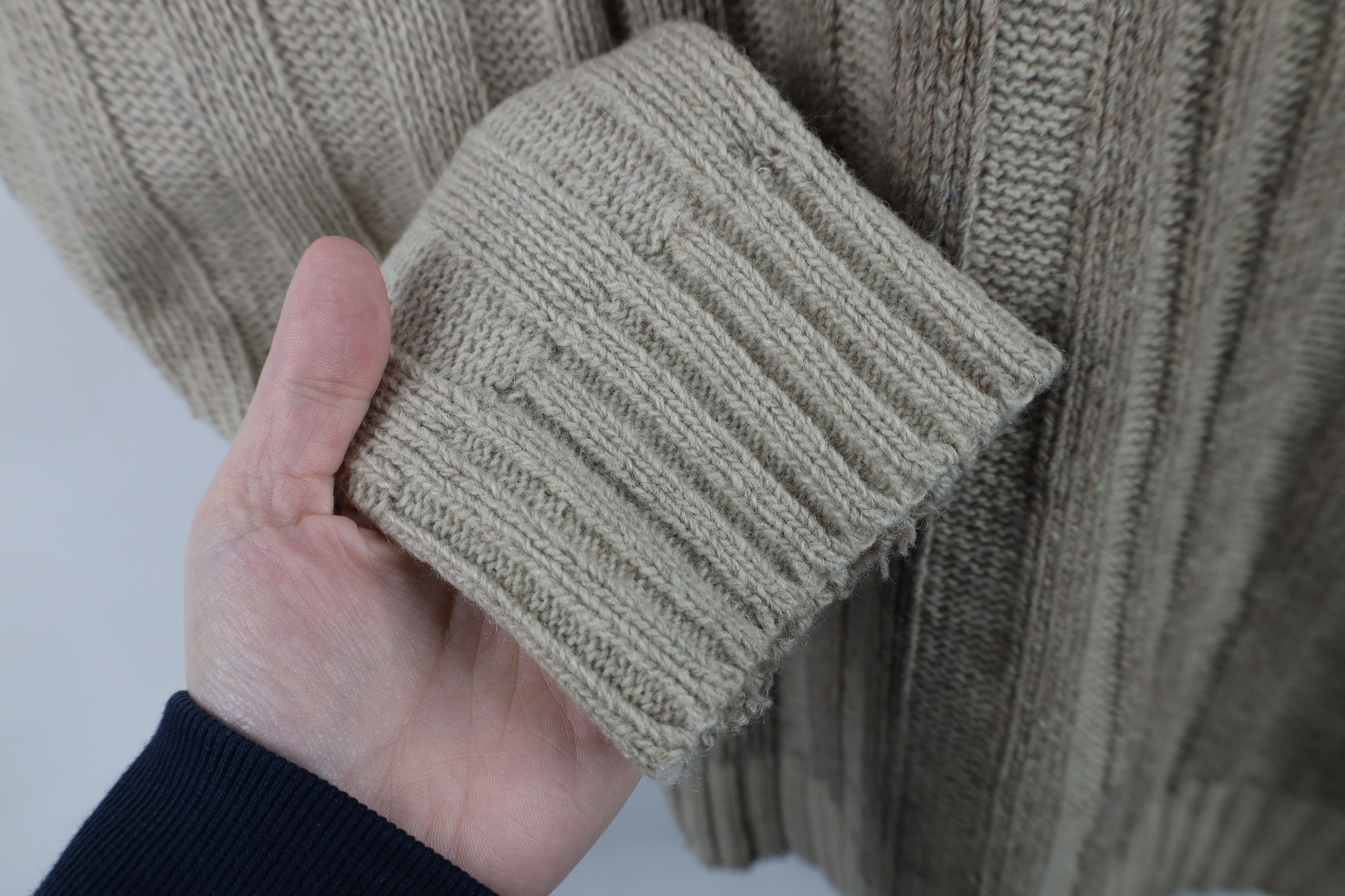 Vintage Vintage 90s Streetwear Ribbed Knit Mock Neck Sweater Beige Size US M / EU 48-50 / 2 - 6 Thumbnail