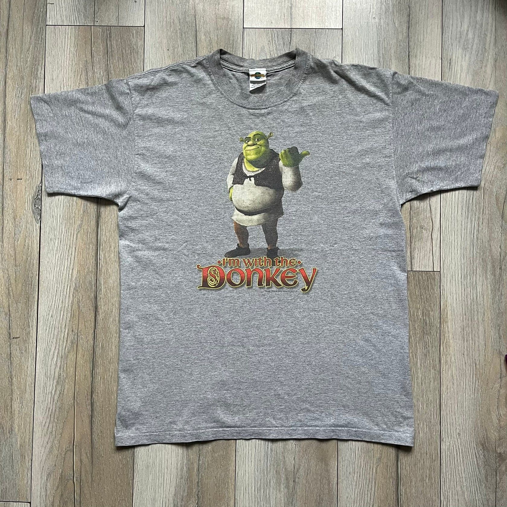 Universal Studios Shrek 2003 "I'm with the Donkey" Gray Tee Size US L / EU 52-54 / 3 - 1 Thumbnail