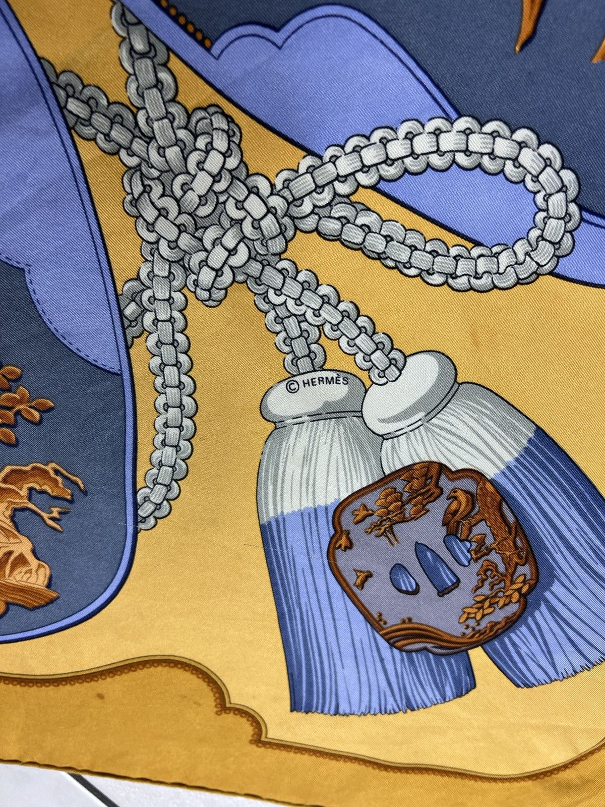 Hermes Vintage Hermes Paris Tsubas silk handkerchief scarf chain Size ONE SIZE - 19 Thumbnail