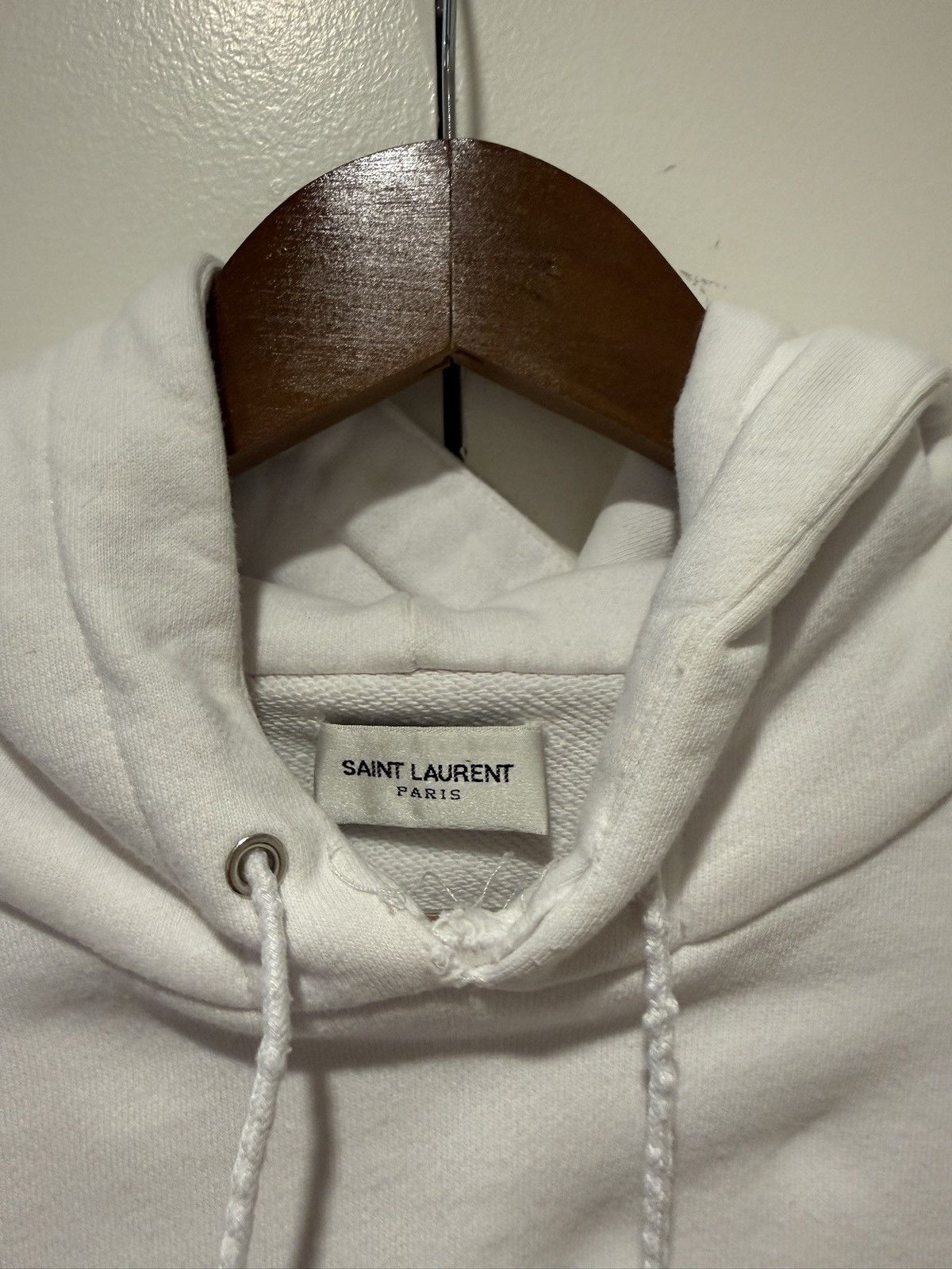 Saint Laurent Paris Saint Laurent White Archive Logo Hoodie Size US L / EU 52-54 / 3 - 3 Thumbnail