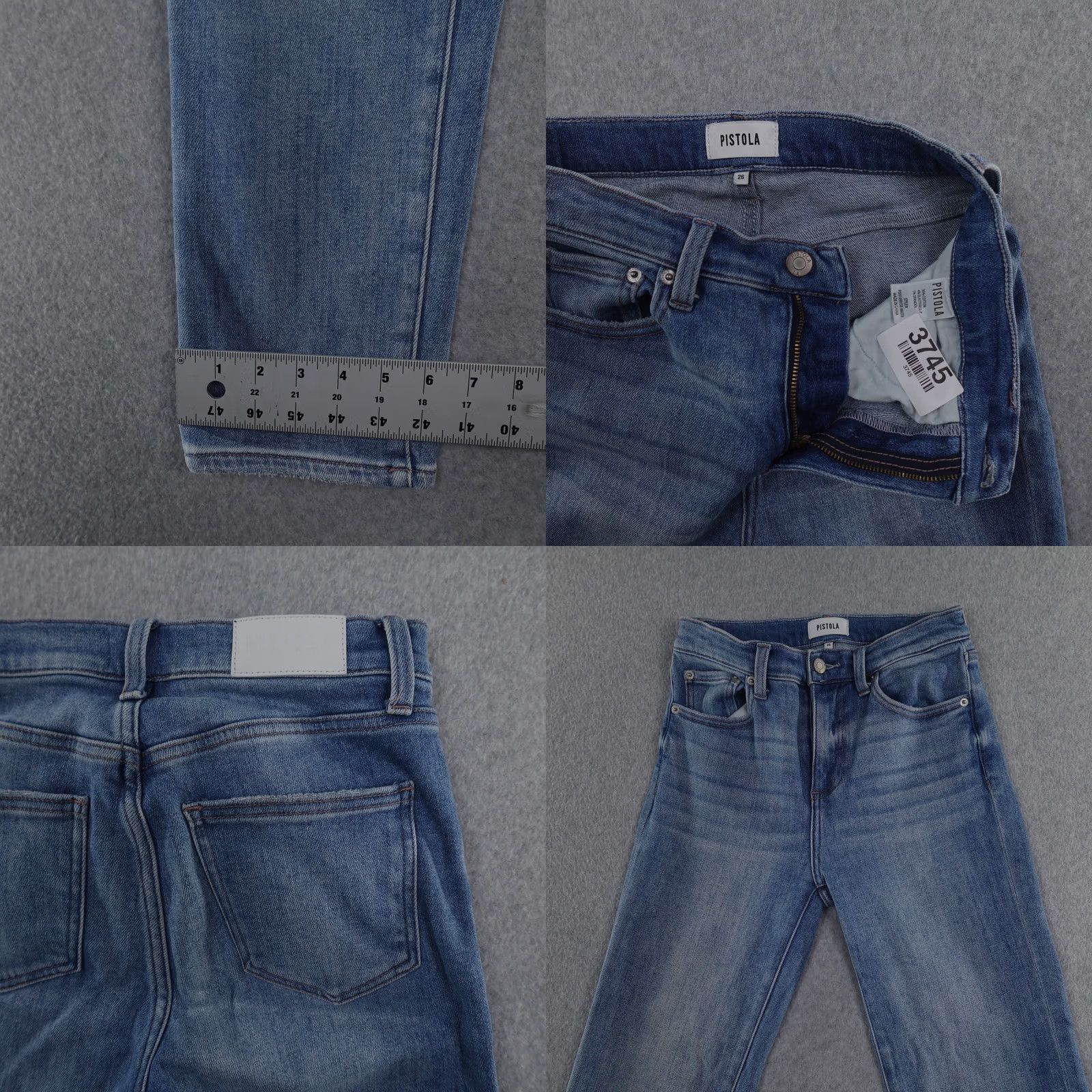 Pistola PISTOLA Jeans Womens 26 (26X25) Light Wash Blue High Rise Button Fly Distressed Jeans Size 26" / US 2 / IT 38 - 8 Thumbnail