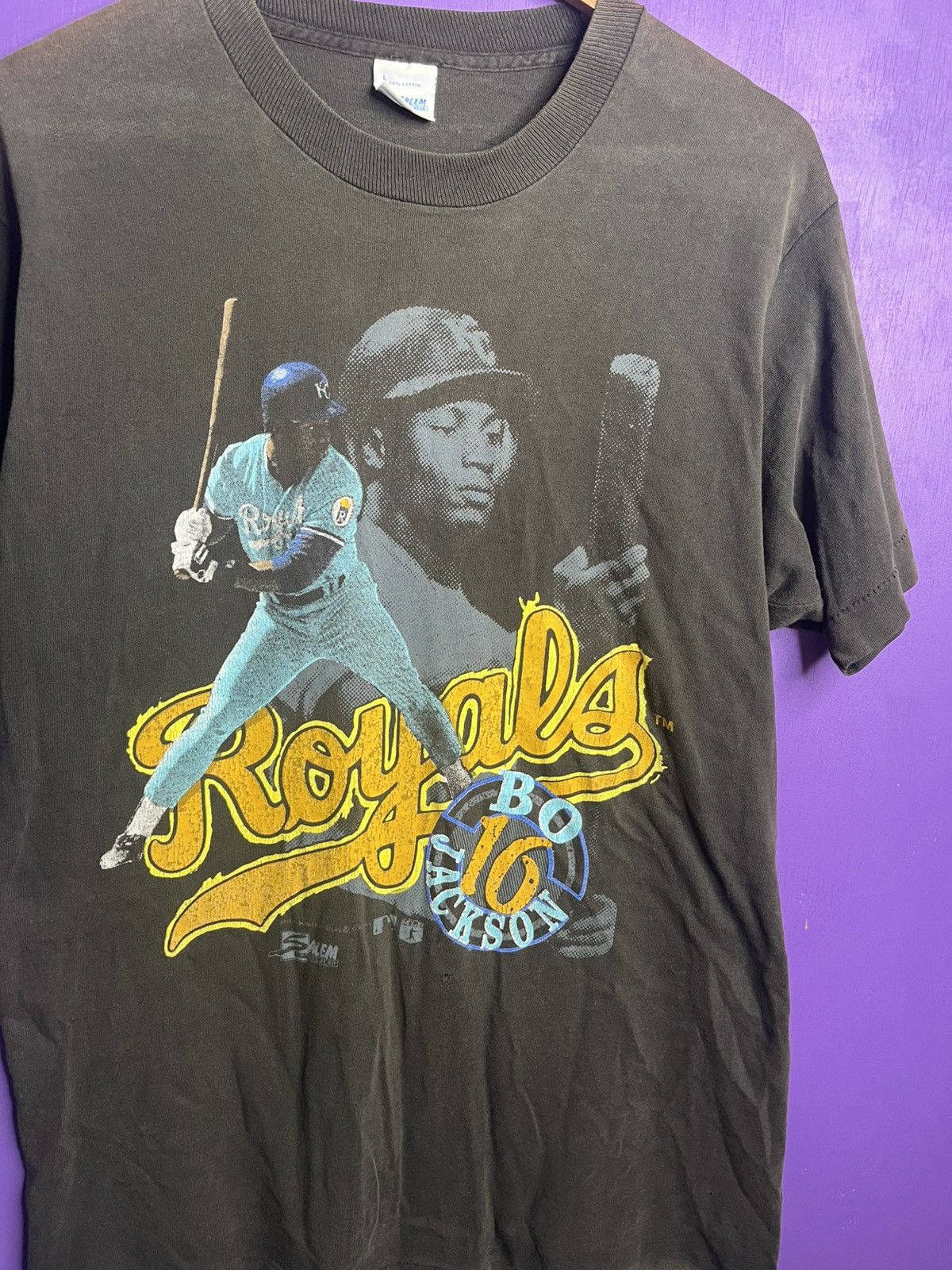 MLB × Salem Sportswear × Vintage Vintage 90s Salem sportswear Royals Bo Jackson t-shirt Size US L / EU 52-54 / 3 - 3 Thumbnail