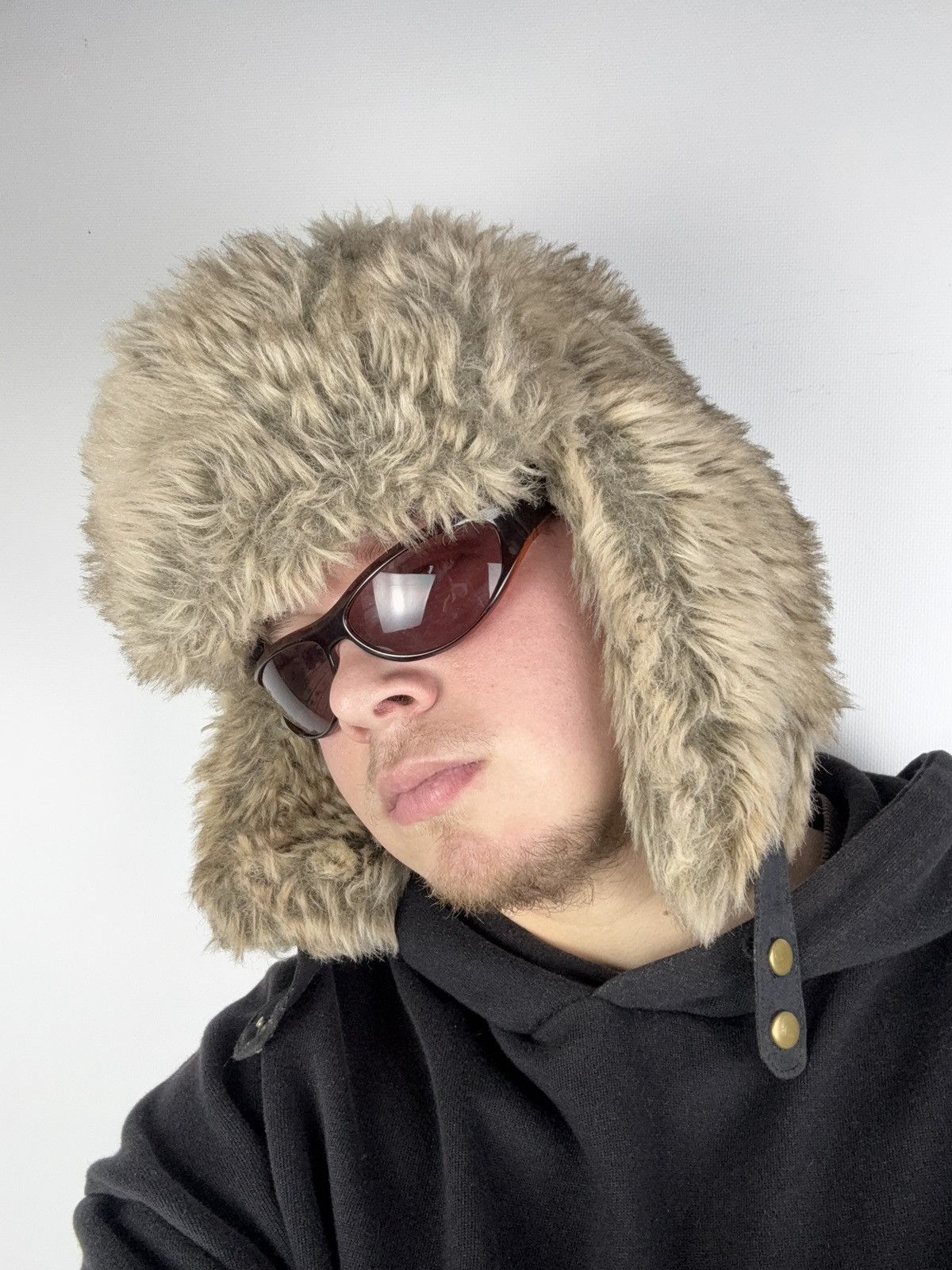 Japanese Brand Faux Fur Mohair Fuzzy Ushanka Trapper Hat Y2K Opium Rare OS Size ONE SIZE - 1 Thumbnail