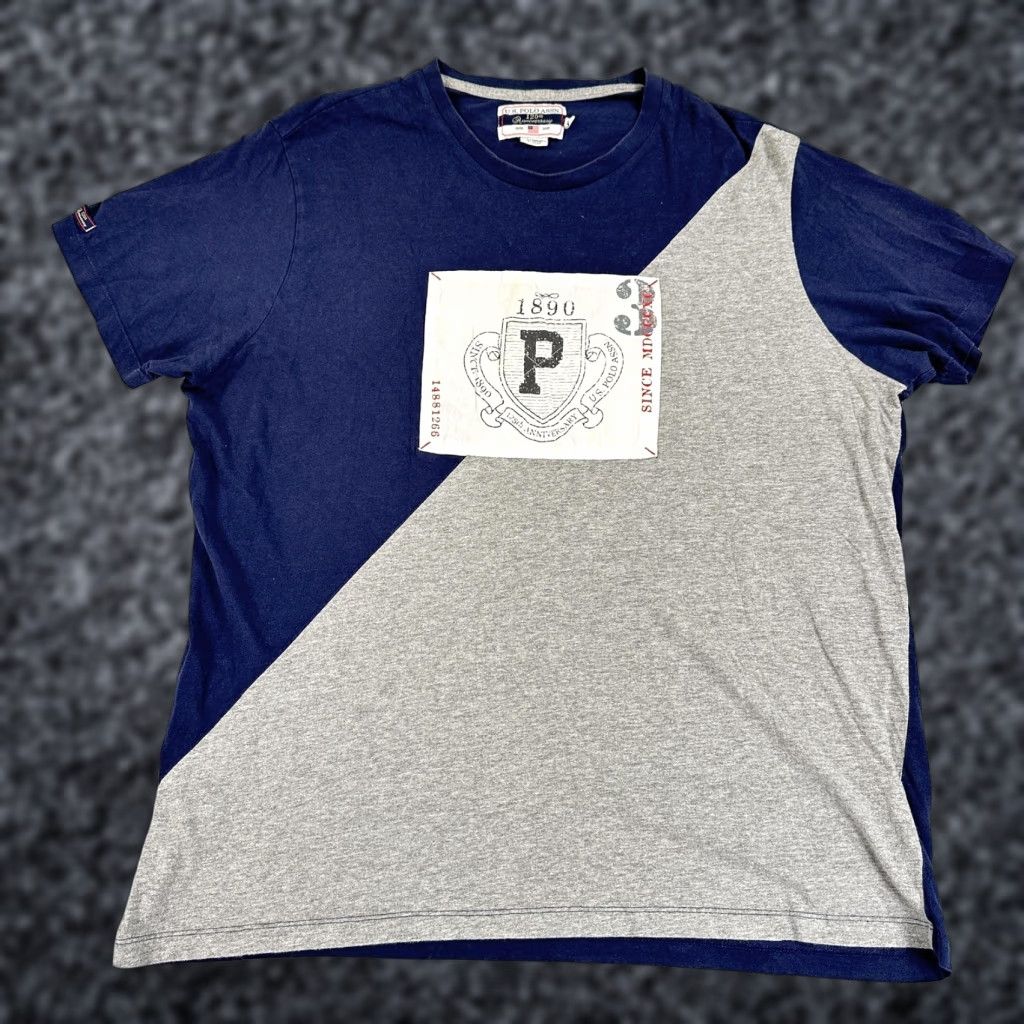 U.S. Polo Assn. US Polo Assn Shirt Mens XL Blue Gray Colorblock 125th Anniversary Patch Tee Size US XL / EU 56 / 4 - 1 Thumbnail
