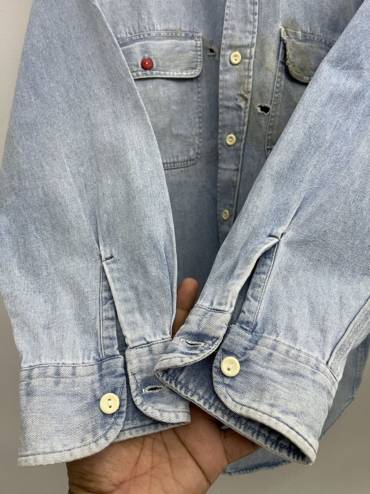 Sugar Cane Vintage Sugar Cane Double Pocket Work Shirt Distressed Size US XL / EU 56 / 4 - 5 Thumbnail