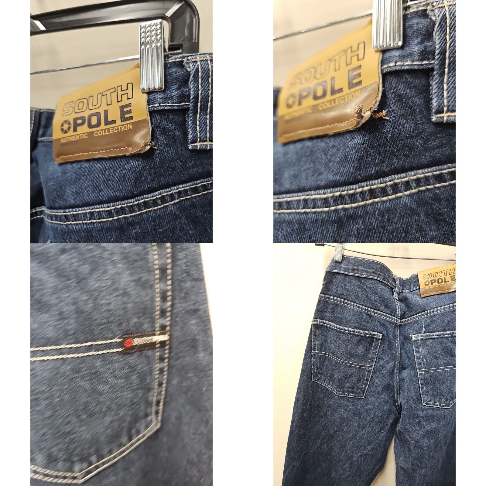 Southpole VINTAGE South Pole Jeans Men 34 Blue Wide-Leg Distressed 35x31 Y2K Baggy Authentic Collection Size US 34 / EU 50 - 9 Thumbnail