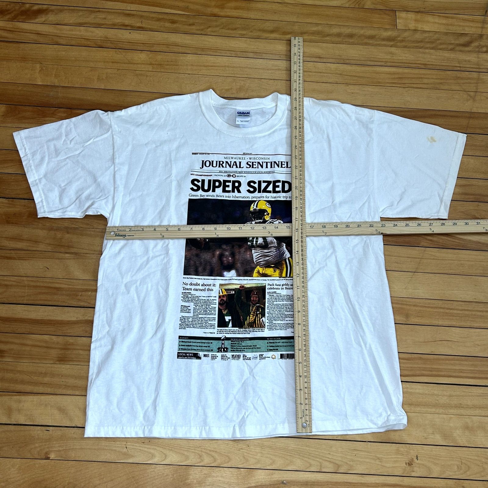 Gildan Y2K Packers Super Bowl Newspaper T-Shirt XL Size US XL / EU 56 / 4 - 4 Thumbnail
