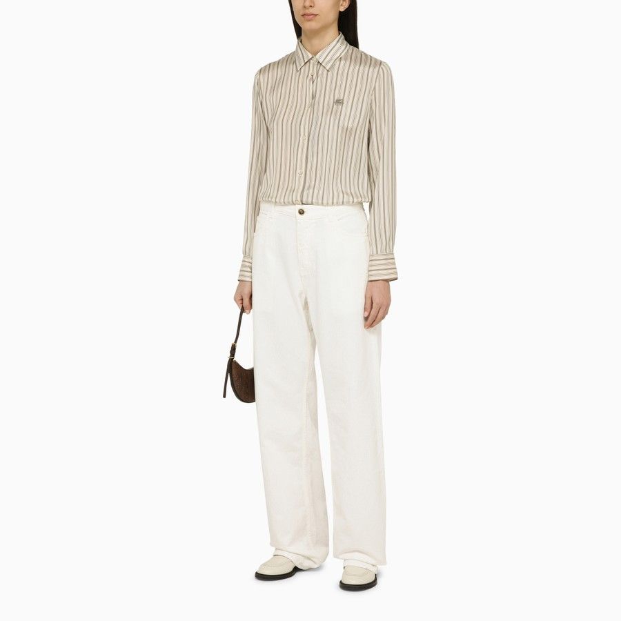 Etro o1d2blof0824 Denim Baggy Jean in White Size 26" / US 2 / IT 38 - 2 Thumbnail