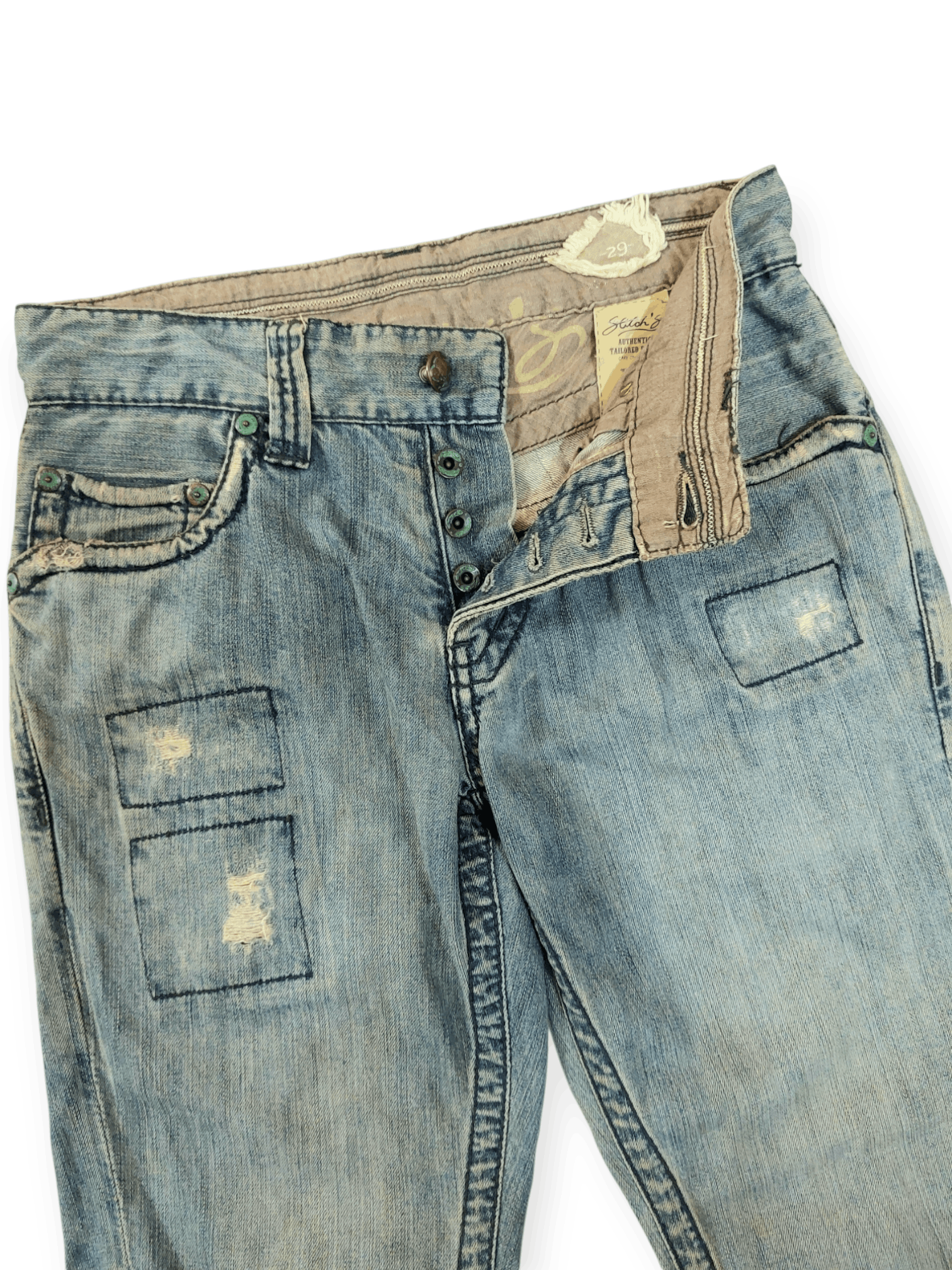 14th Addiction Stitch's Flare Distressed Denim Size US 29 - 6 Thumbnail