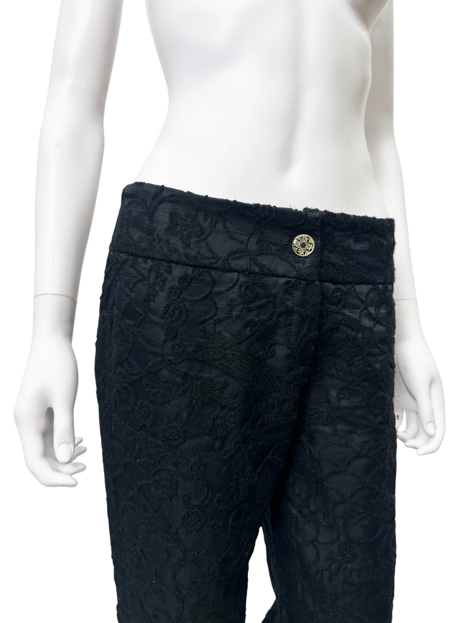 Roberto Cavalli Black Floral Knitted Mohair Pants Size 30" / US 8 / IT 44 - 6 Thumbnail