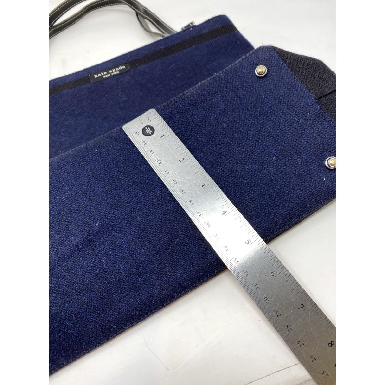Vintage VINTAGE Kate Spade Handbag Wool Leather Blue Tote Bag Purse Made in Italy Y2K Size ONE SIZE - 3 Thumbnail