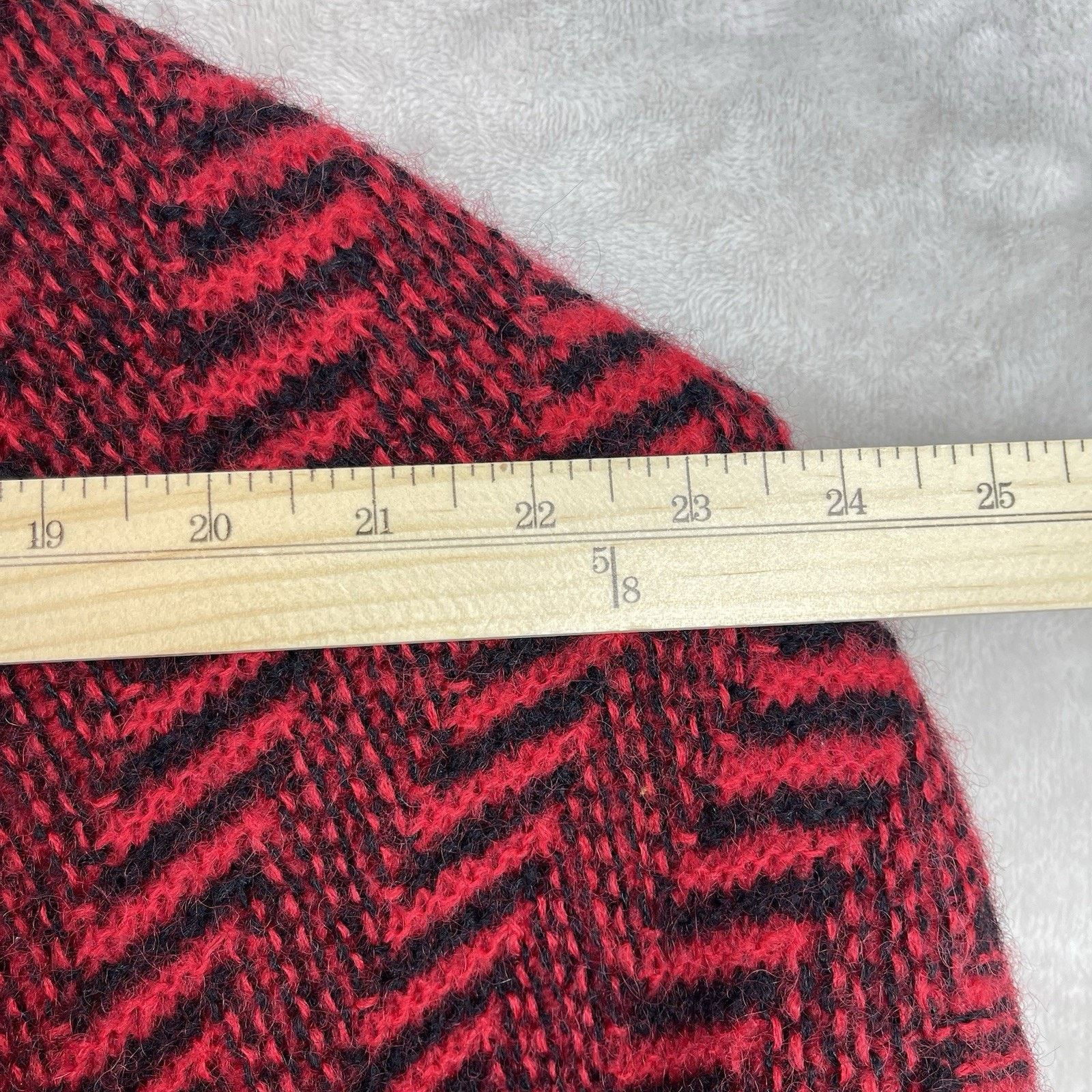Other Vintage Saito Mohair Chevron Cardigan Red Black 80s Grail Size S / US 4 / IT 40 - 16 Thumbnail