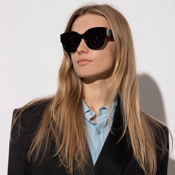 Saint Laurent Paris NEW Saint Laurent SLM95/F 001 Black Grey Women Sunglasses Size ONE SIZE - 11 Thumbnail
